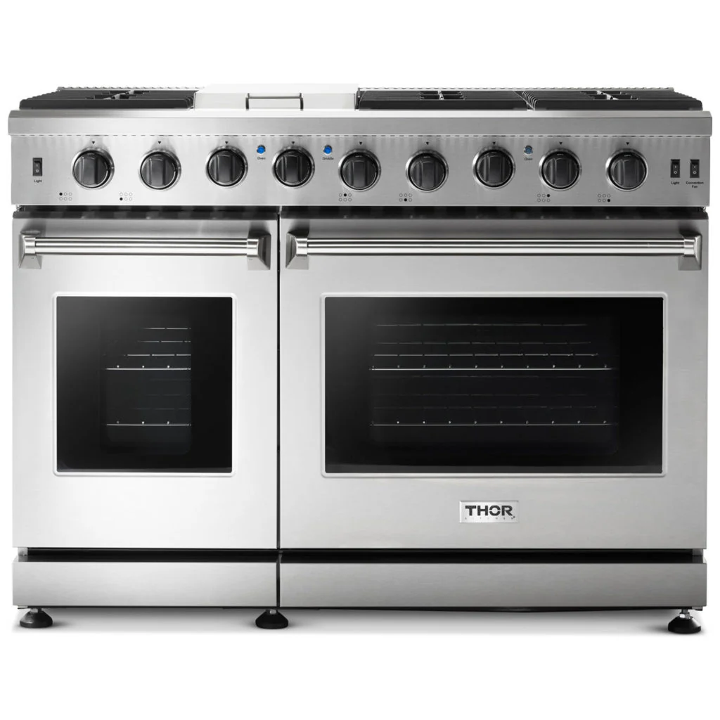 Thor Kitchen 48 in. 6.8 cu. ft. Double Oven Propane Gas Range in Stainless Steel, LRG4807ULP - Inhomebuy