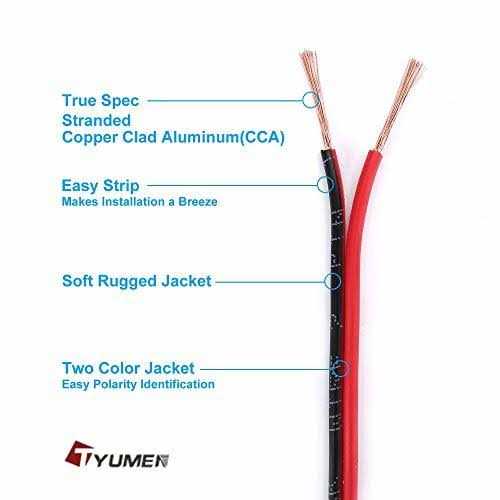 Tyumen 100ft Gauge 2pin 2 Color Red Black Cable Hookup Electrical Wire LED Strips Extension Wire 12v/24v DC Cable - Inhomebuy