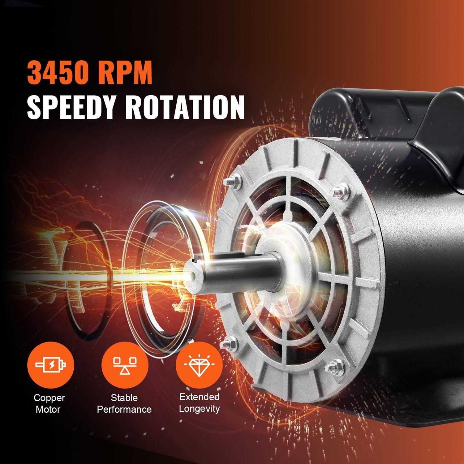 VEVOR 5HP Air Compressor Motor Single Phase Electric Motor Keyed shaft 230V Frame CW/CCW Rotation DXKYJDJTODP5HWZ57V7 - Inhomebuy