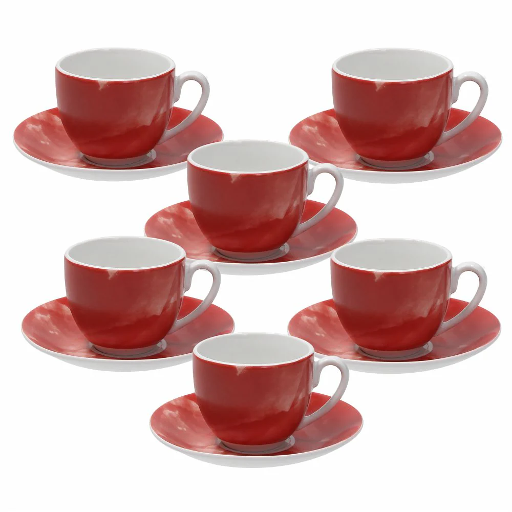 Sfera Colorplay Rosso Coffee Cup & Saucer Set of 6 pcs - Inhomebuy