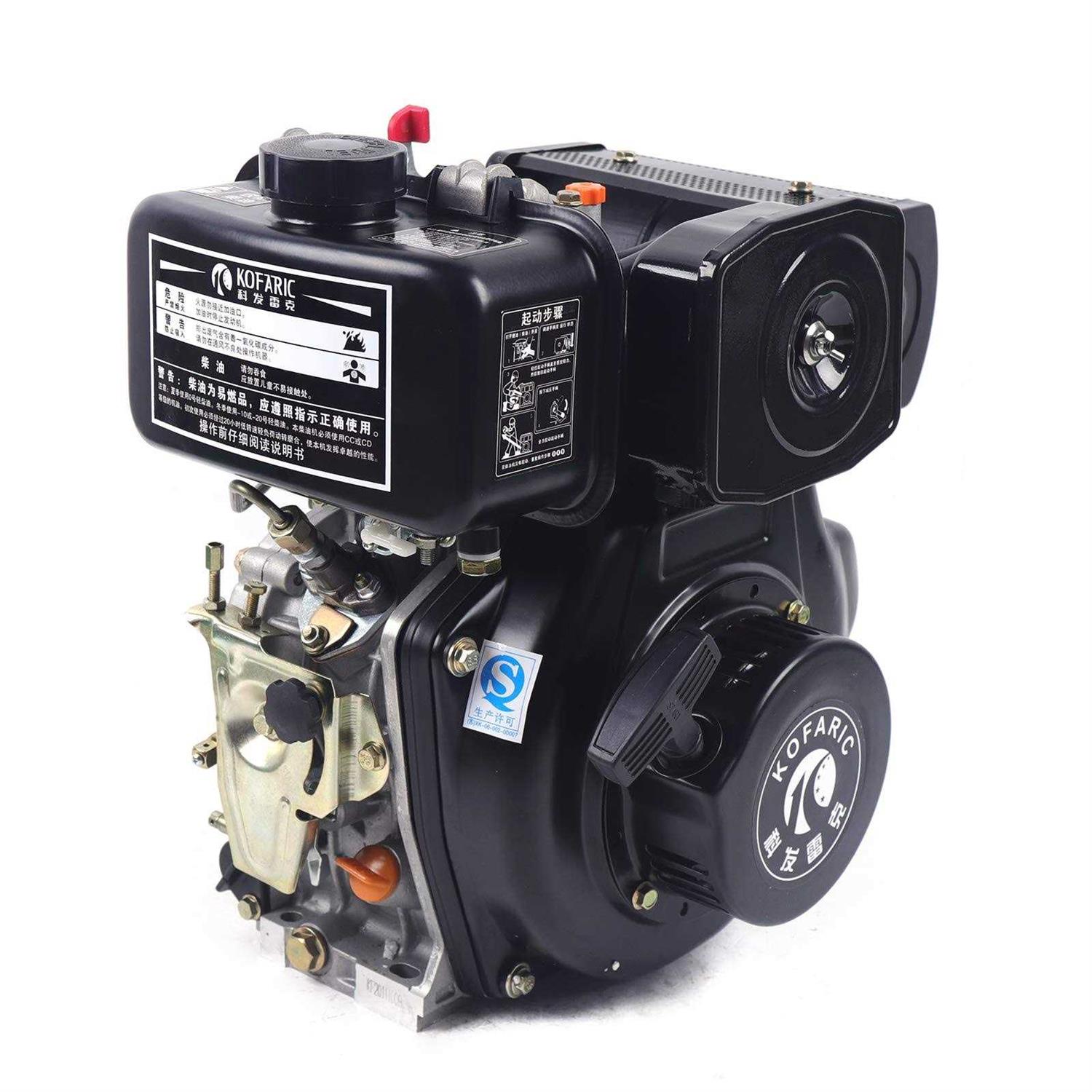 Diesel Engine 2.2KW 196CC 3HP 4 Stroke Single-Cylinder Air-Cooled Diesel Engine Manual Recoil Start Engine Orange+Black - Inhomebuy