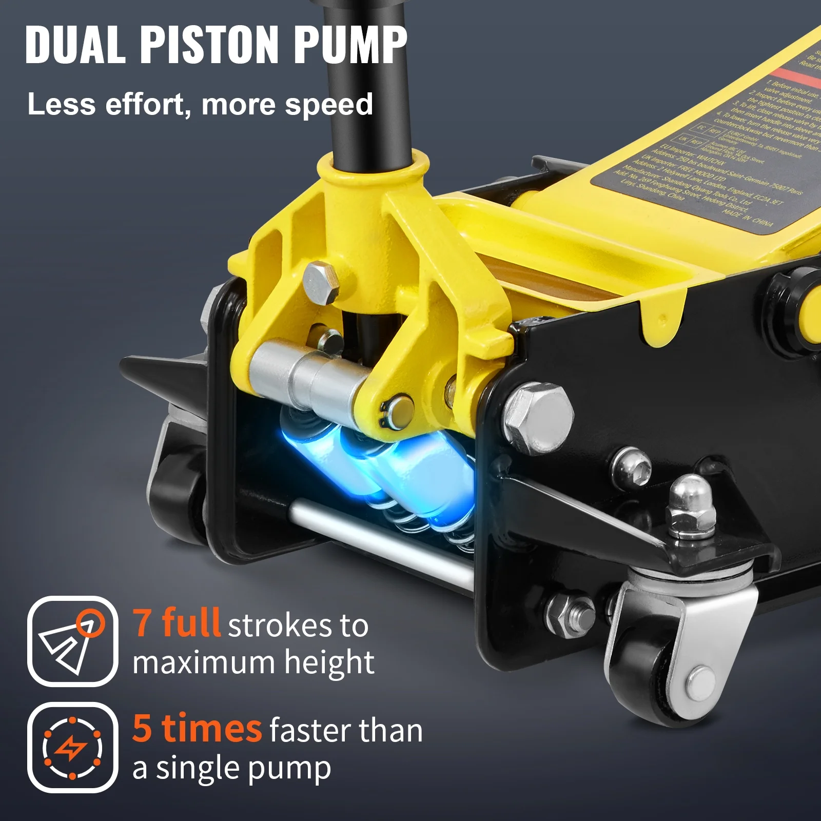 BENTISM Low Profile Floor Jack 4 Ton Heavy Duty Steel Dual Piston Rapid Pump - Inhomebuy