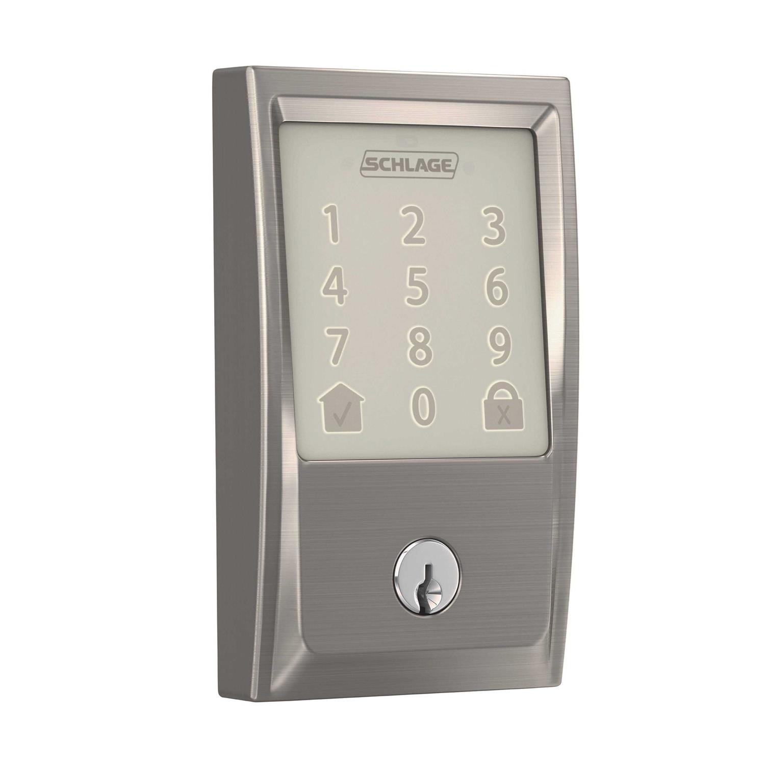Schlage Encode Smart Wifi Deadbolt with Satin Nickel Century Trim - Inhomebuy
