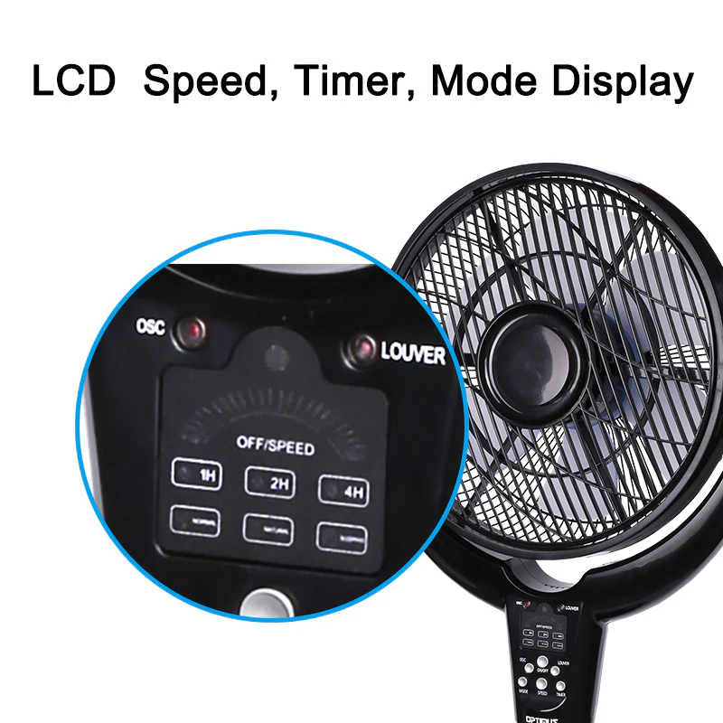 Optimus Louver Fan 14'' pedestal remote LED timer | F-7508 - Inhomebuy