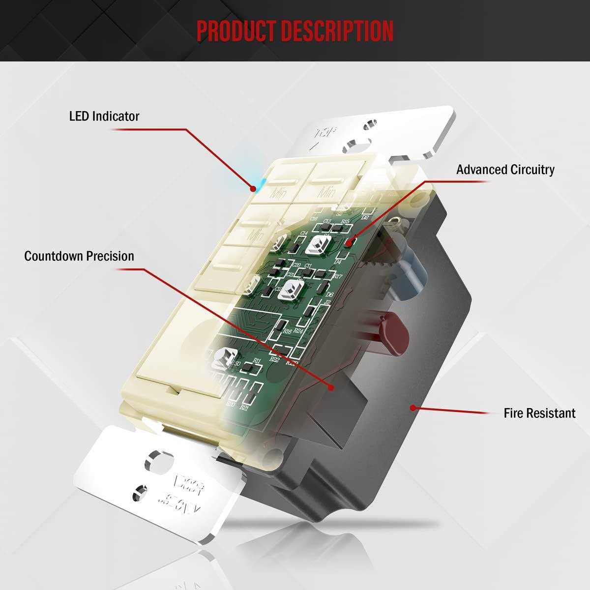 Enerlites Countdown Timer Switch 5-10-30-60 Min Hour For Bathroom Fans - Inhomebuy