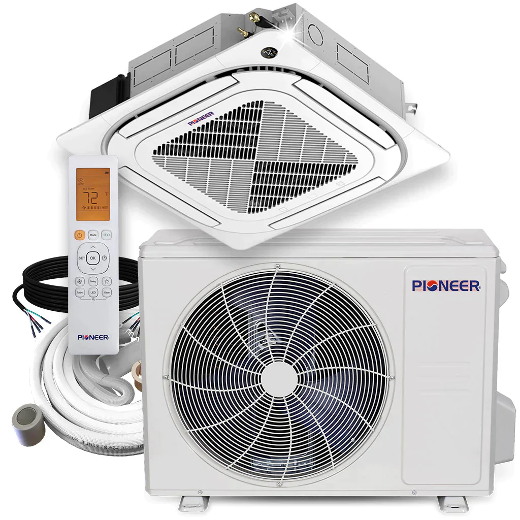 Pioneer® 24,000 BTU 20.7 SEER 8-Way Slim Cassette Mini-Split Air Conditioner Heat Pump System with 25 ft. Line Sets, CYB024GMFILCBD-25 - Inhomebuy