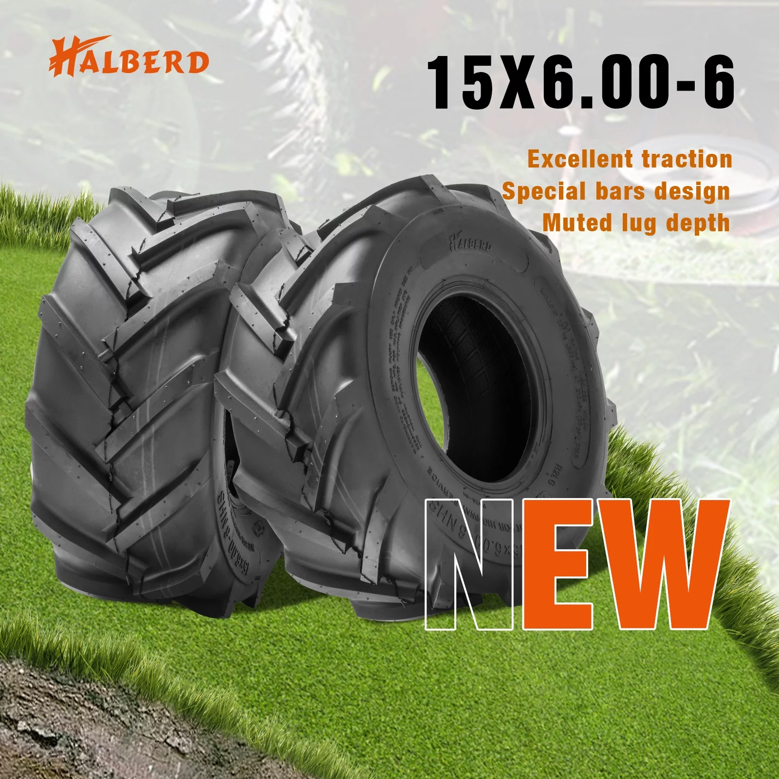 Harberd 15x6.00-6 15x600x6 Lawn Mower Turf Tires 4PR Garden Tractor Tire 2 Set - Inhomebuy