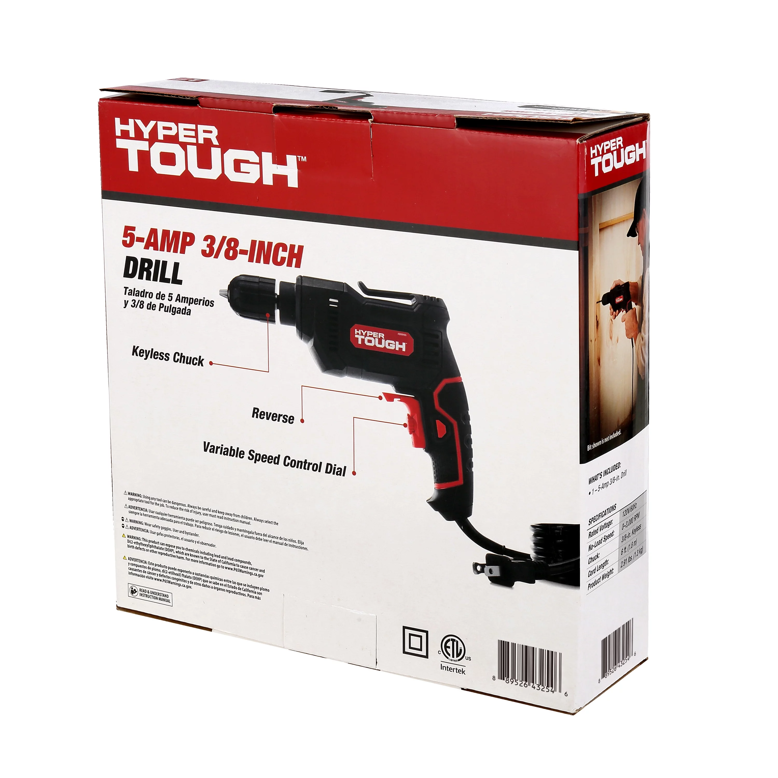 Hyper Tough 5.0amp, 120 Volts 3/8 inch Electric Drill - Inhomebuy