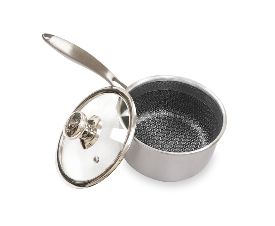 Targu Hybrid Sauce Pan: 16cm with glass lid | BC-HW16SPG - Inhomebuy