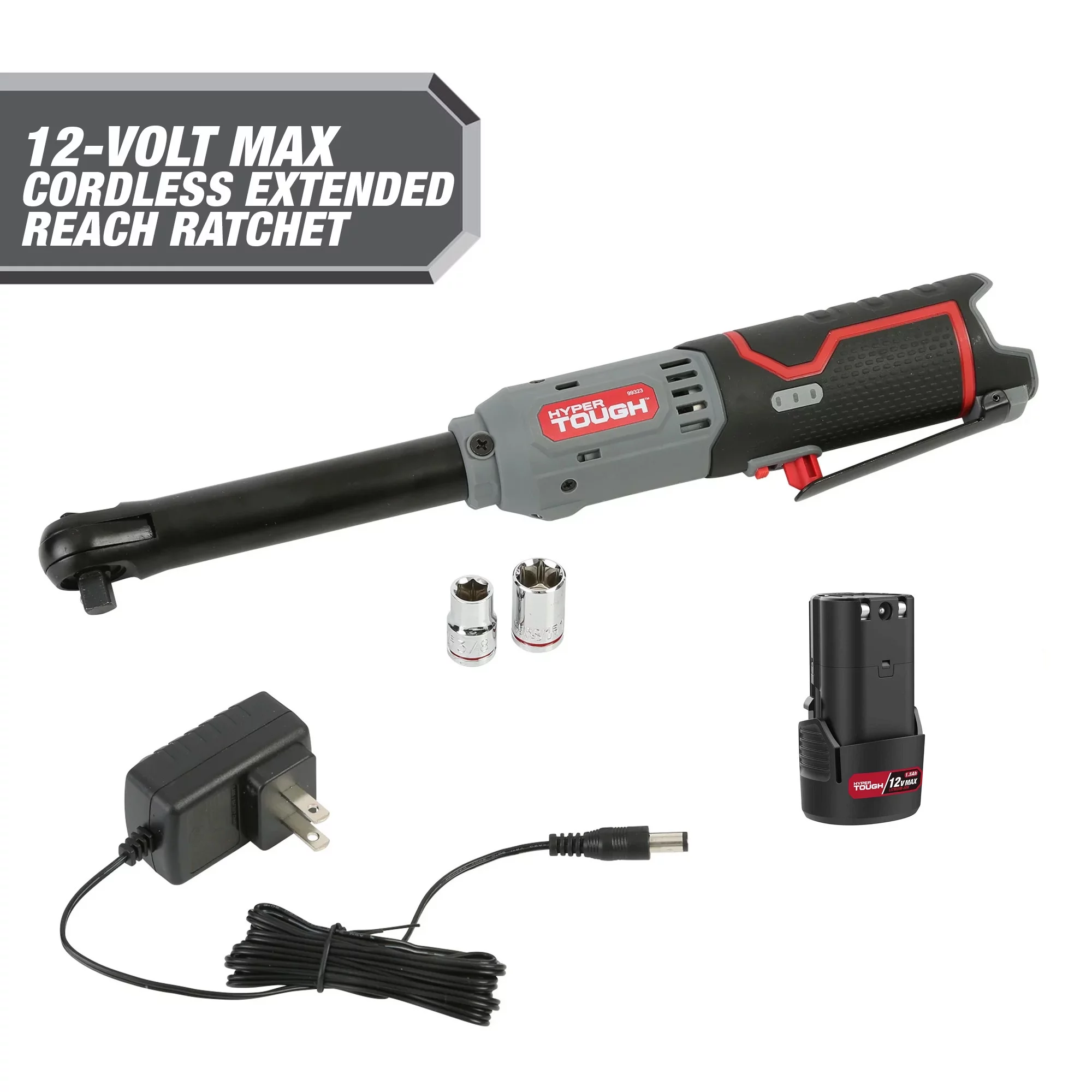 Hyper Tough 12-Volt Cordless Extended Ratchet Wrench Plus 4 Ah Battery - Inhomebuy