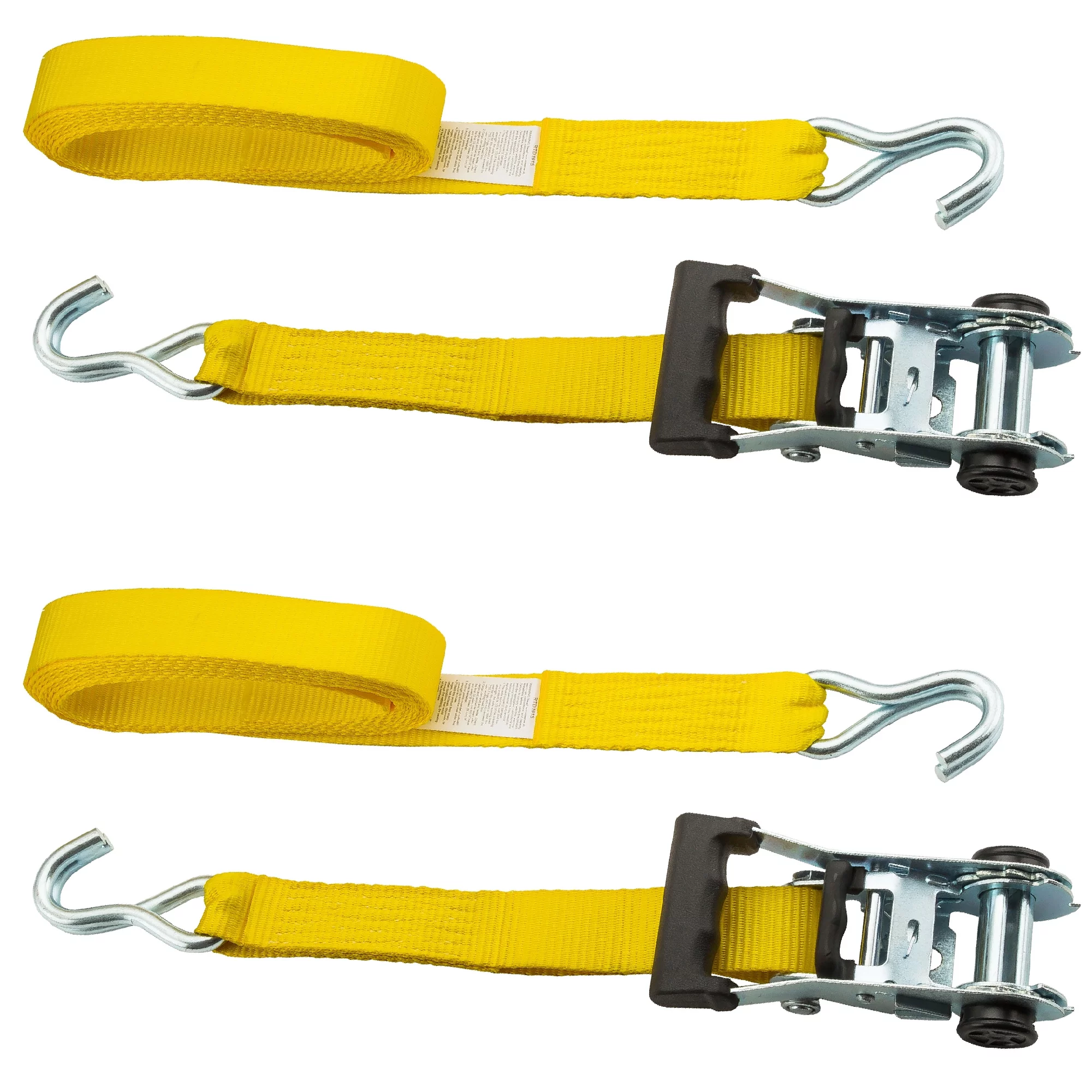 Hyper Tough 2 Pack, 15 feet Steel Ratchet Tie Downs, 1666 lbs, Yellow, 44.4 oz - Inhomebuy