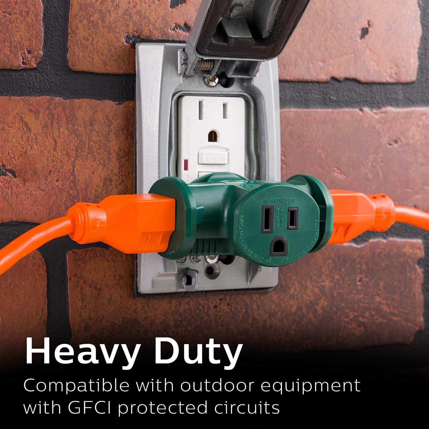 Philips EZGrip 3-Outlet 8ft. Indoor/Outdoor Extension Cord Black - Inhomebuy