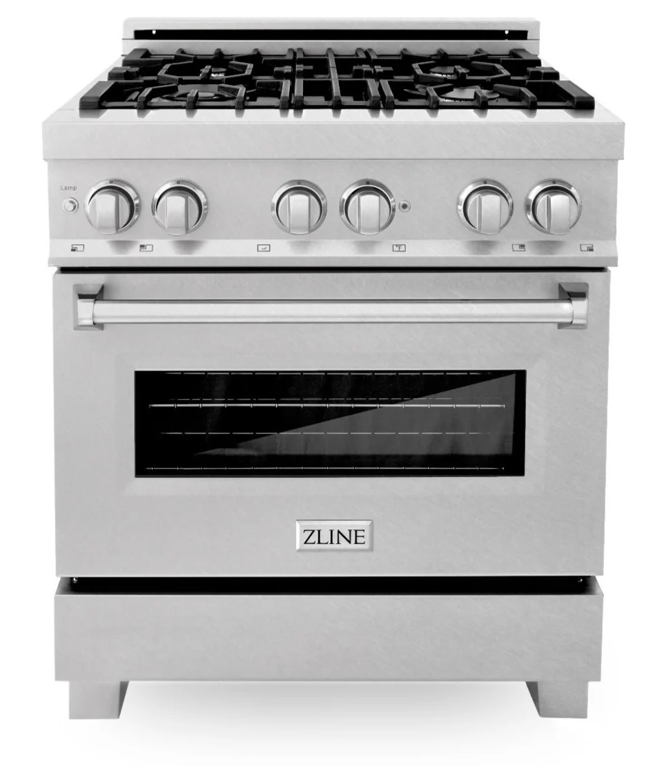 ZLINE Kitchen and Bath 30 in. Professional Gas Burner/Electric Oven in DuraSnow® Stainless, RAS-SN-30 - Inhomebuy