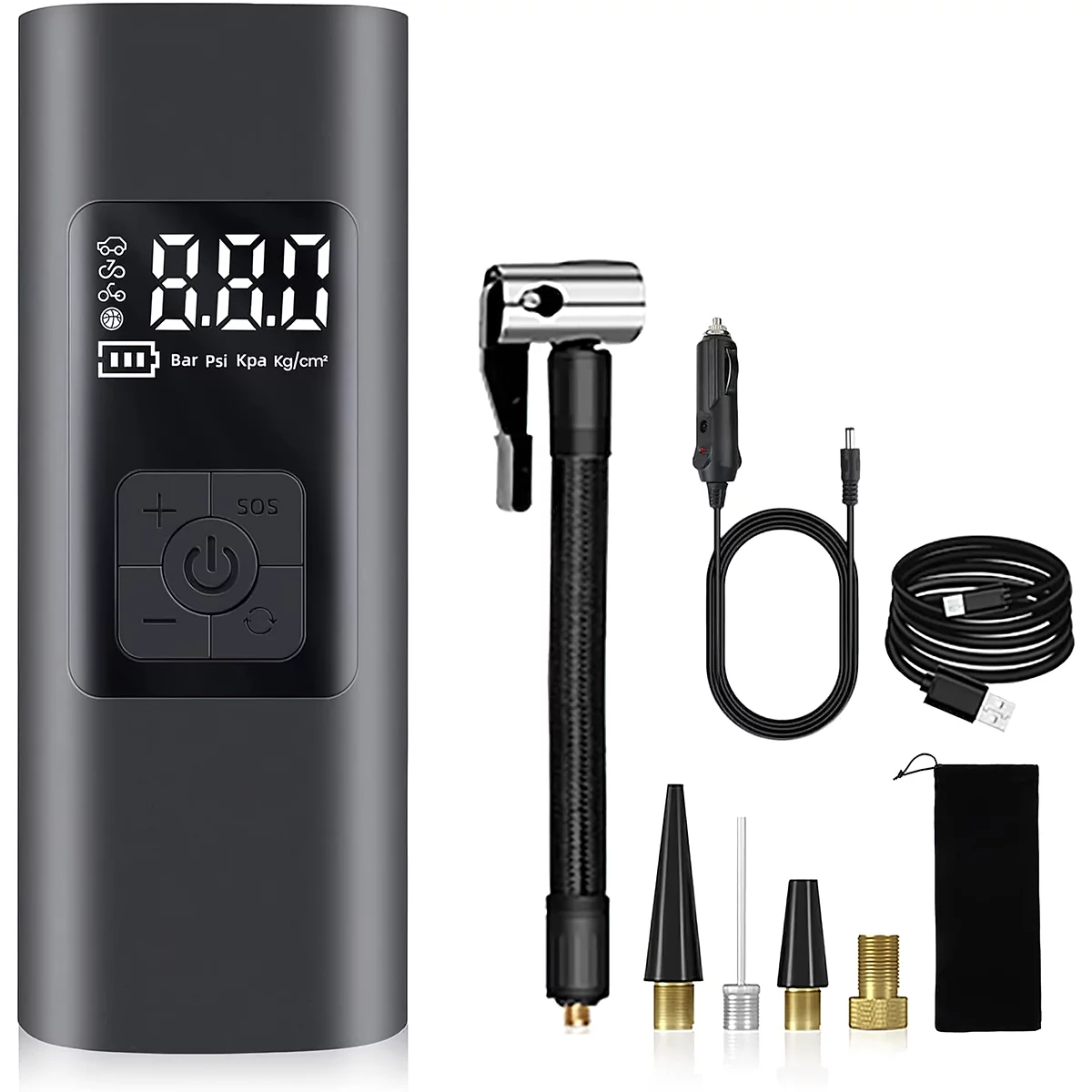 Tire Inflator, Portable Air Compressor, 150 PSI Fast Inflation & Cordless Tire Pump with Rechargeable 6000mAh Battery, Electric Air Pump for Car, Bicycle, Motorcycles, Ball - Inhomebuy