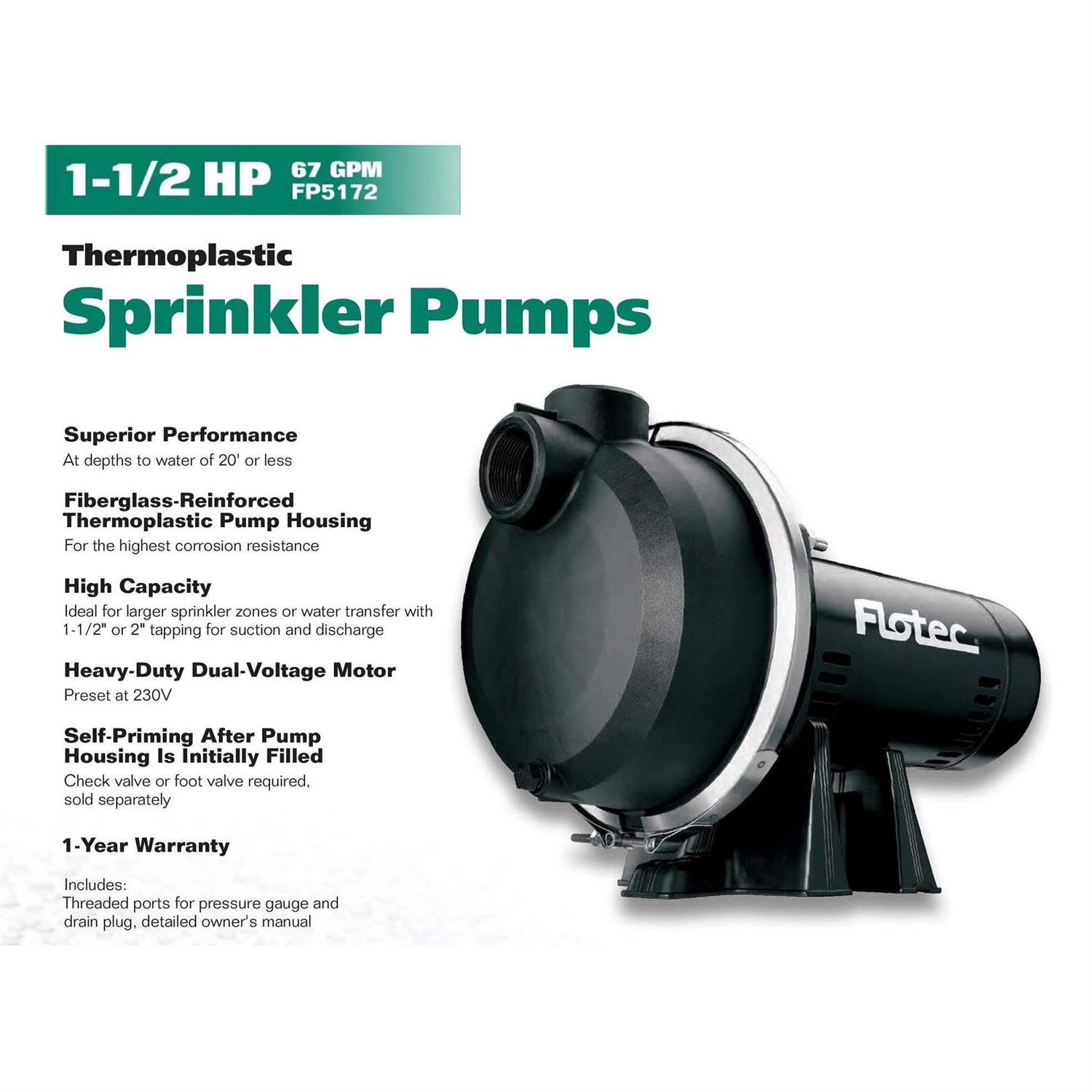 Flotec FP4012-10 1/2 HP Shallow Well Pump Jet - Inhomebuy