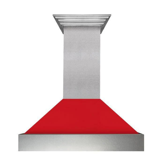 ZLINE 48 in. Ducted DuraSnow® Stainless Steel Range Hood with Red Matte Shell, 8654RM-48 - Inhomebuy