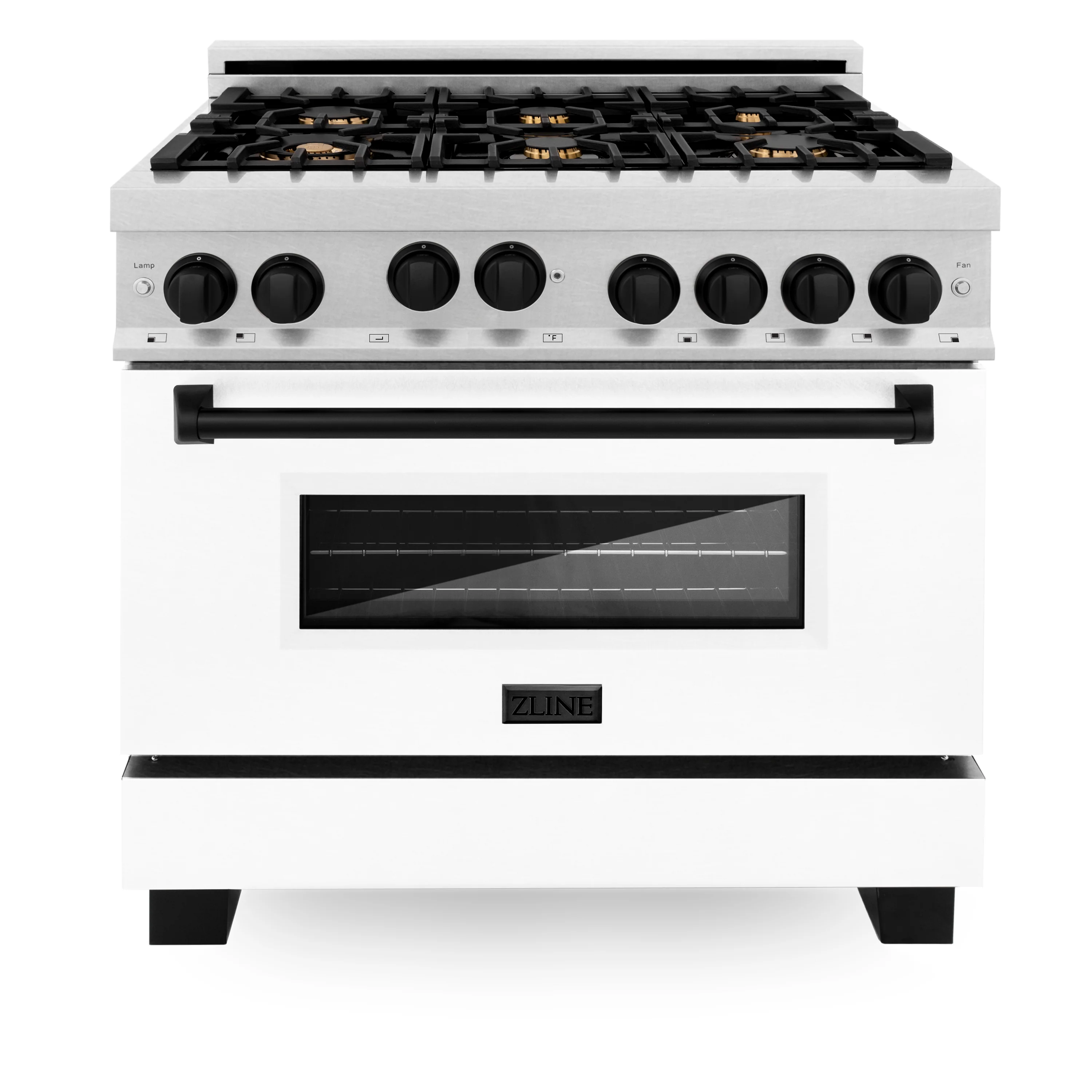ZLINE Autograph Edition 36 in. Gas Range in DuraSnow® with White Matte Door and Matte Black Accents, RGSZ-WM-36-MB - Inhomebuy