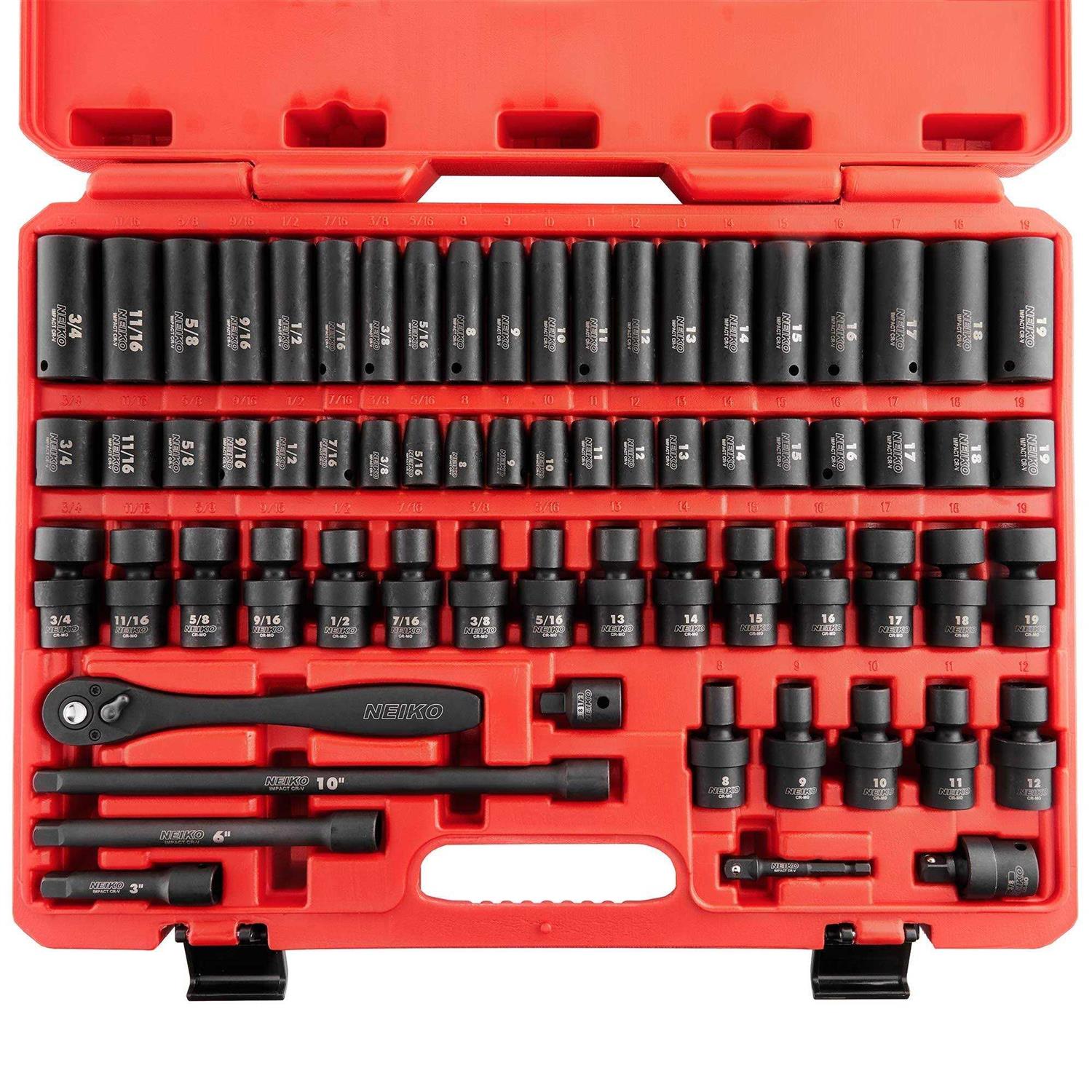 Neiko 02461A 3/4 Inch Drive Impact Socket Set SAE 1 to 1-1/2 - Inhomebuy