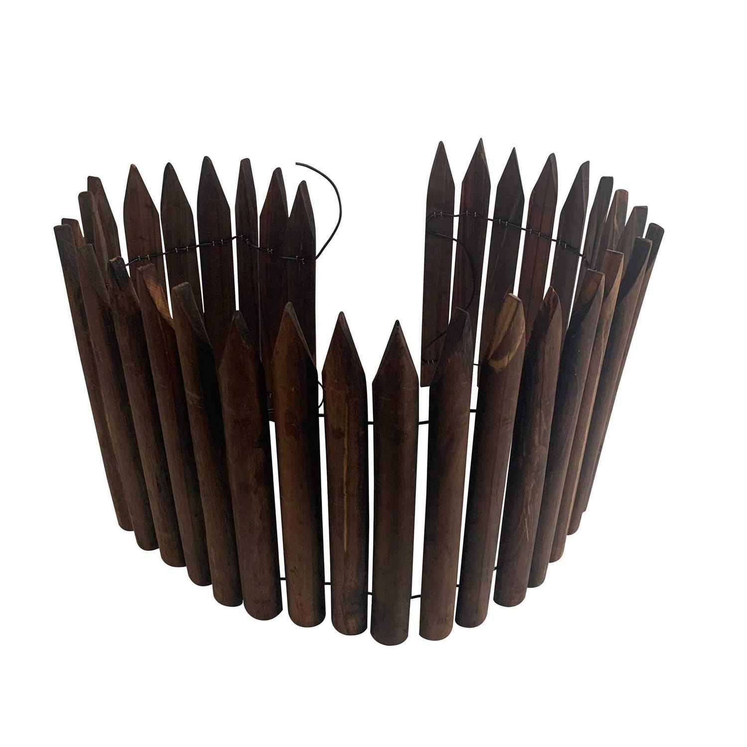 Worth Garden Wooden Short Fence Burnt Wood Finish Outdoor Landscape Edging Flexible Decorative Border - Inhomebuy