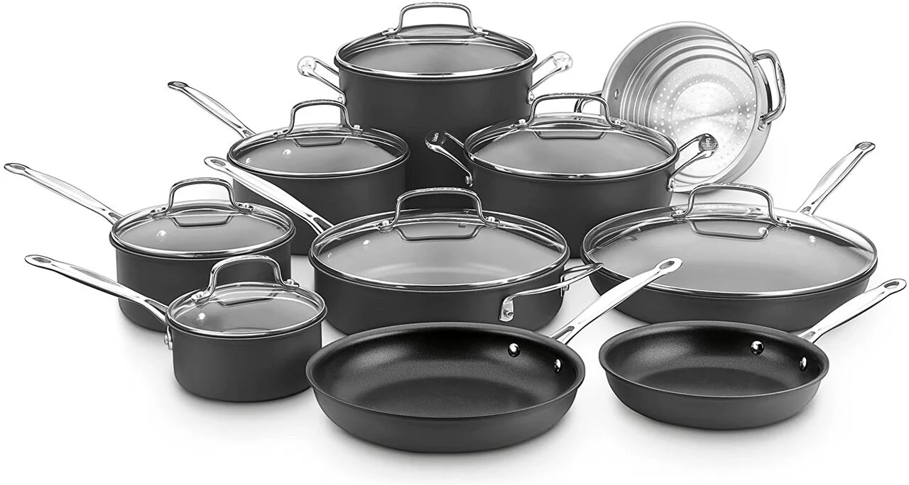 Cuisinart Chef's Classic Non-Stick Hard Anodized, 17 Piece Set, Black | 66-17 - Inhomebuy