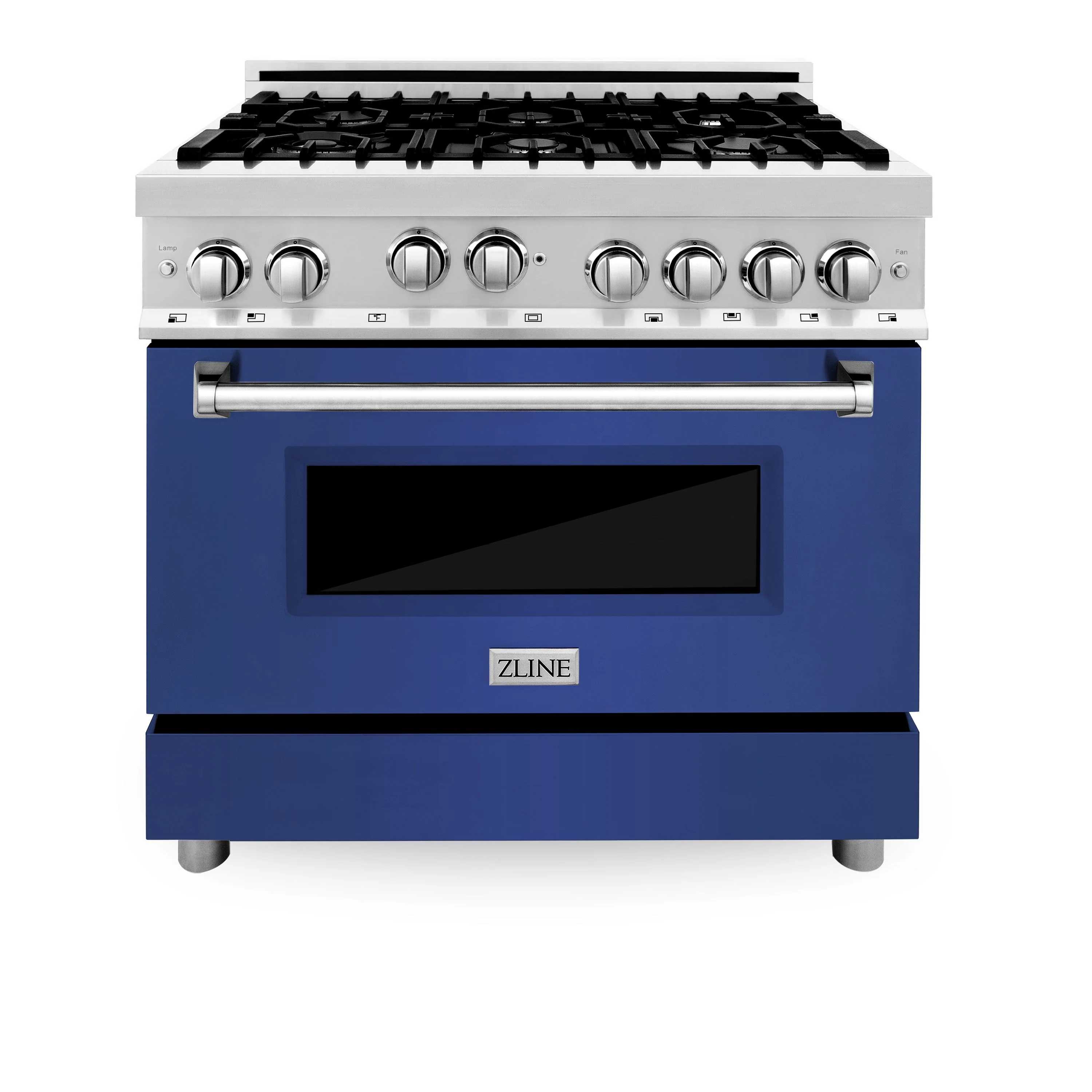 ZLINE 36 in. Professional 6 Gas on Gas Range in Stainless Steel with Blue Matte Door, RG-BM-36 - Inhomebuy
