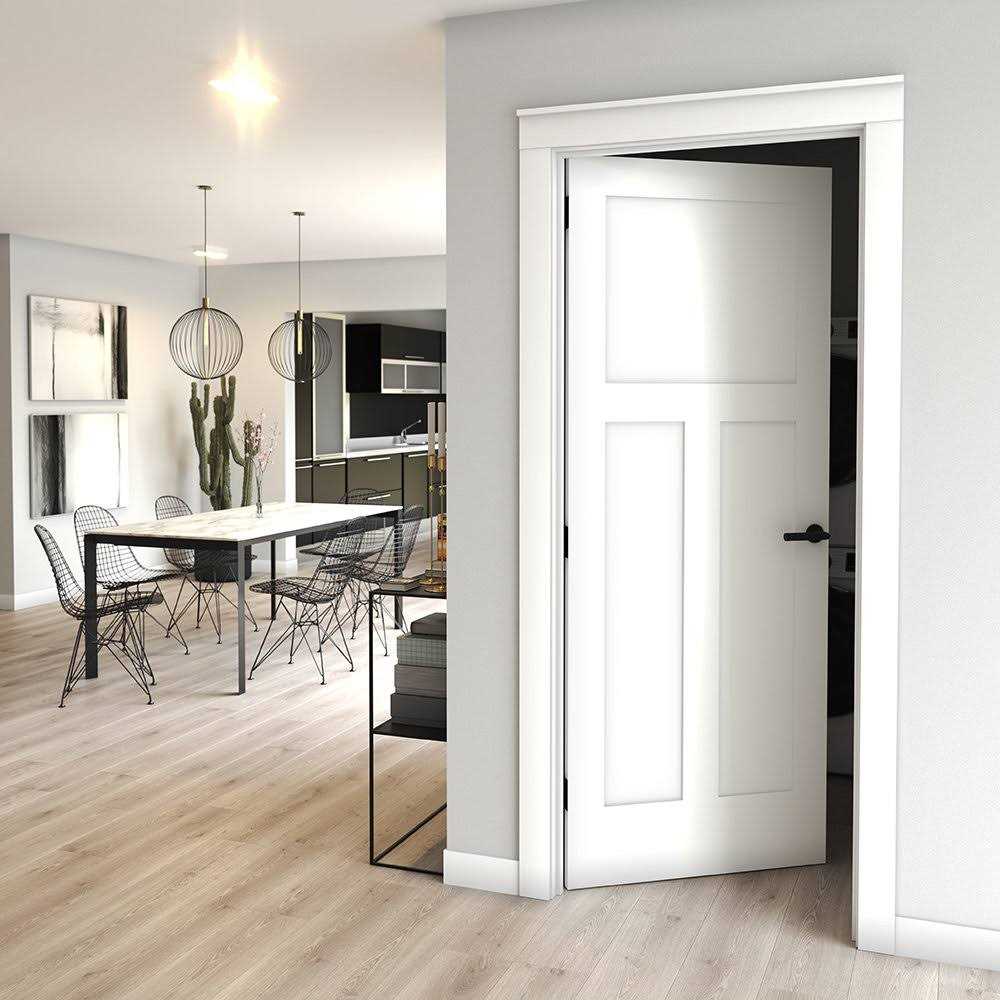 eightdoors 80 in. x 1-3/8 in. Shaker White Primed T-Shape 3-Panel Solid Core Wood Interior Slab Door - Inhomebuy