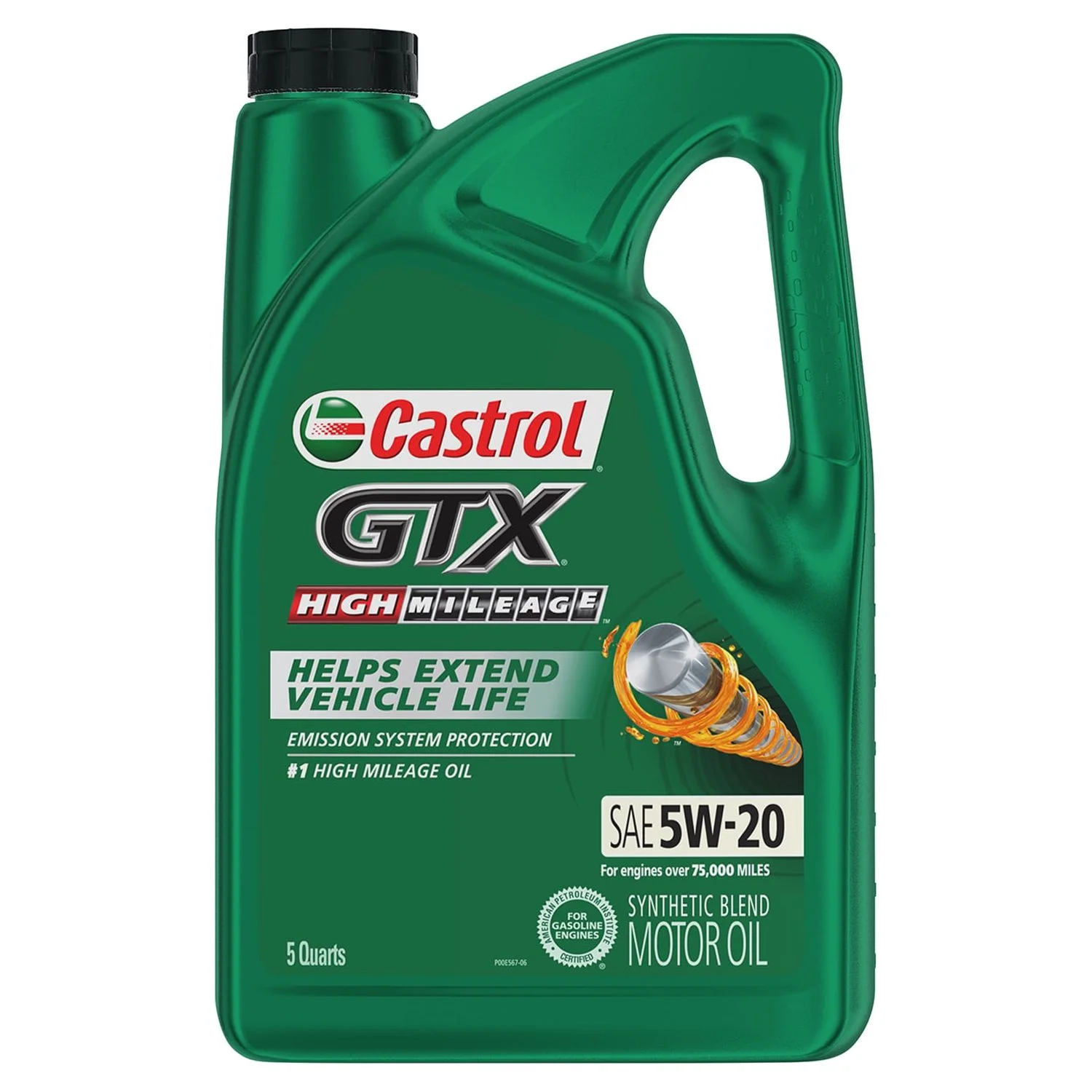 Castrol GTX High Mileage 5W-20 Synthetic Blend Motor Oil, 5 Quarts - Inhomebuy