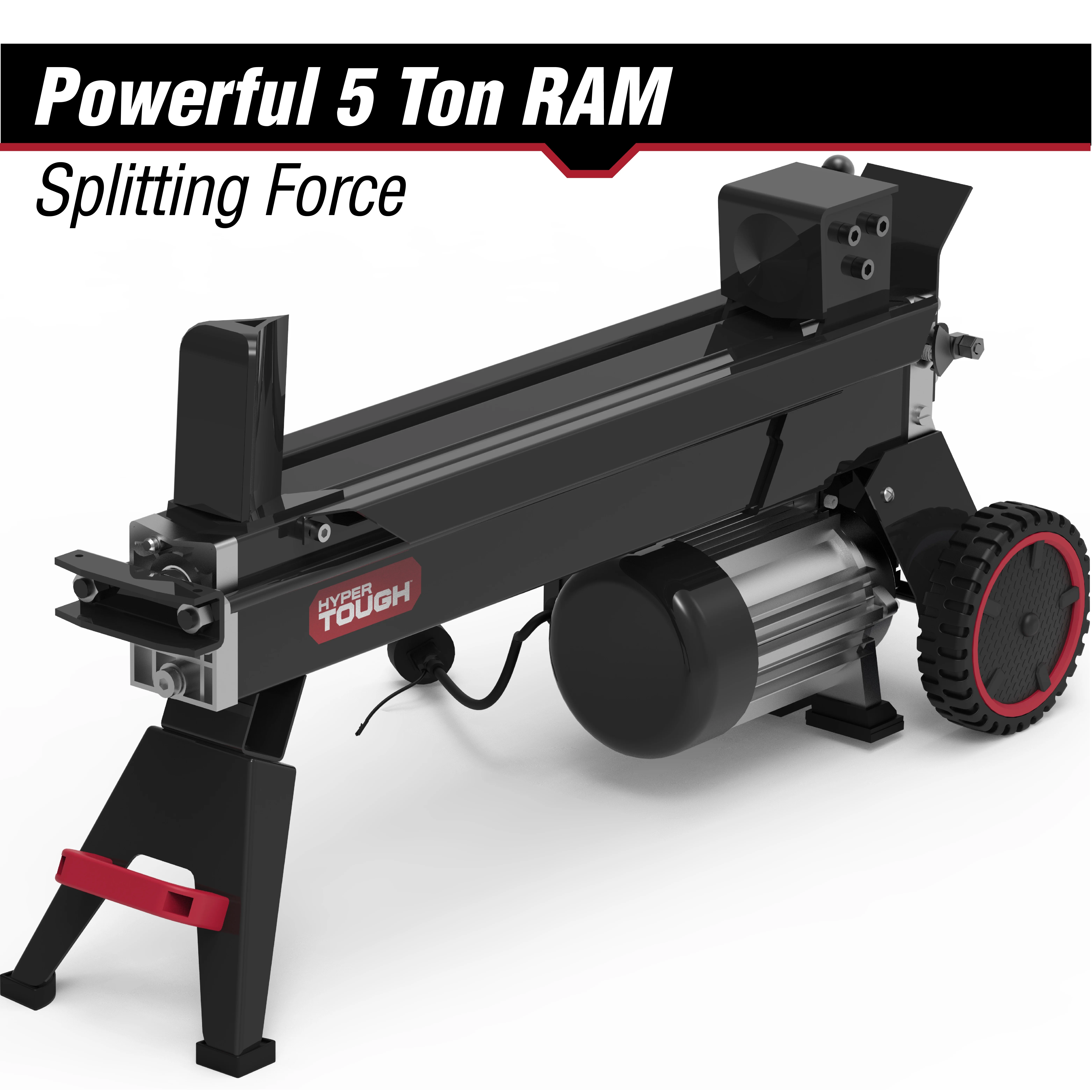 Hyper Tough 5 Ton Log Splitter, 15-Amp Induction Motor with Hydraulic Ram, Horizontal use with Vertical storage - Inhomebuy