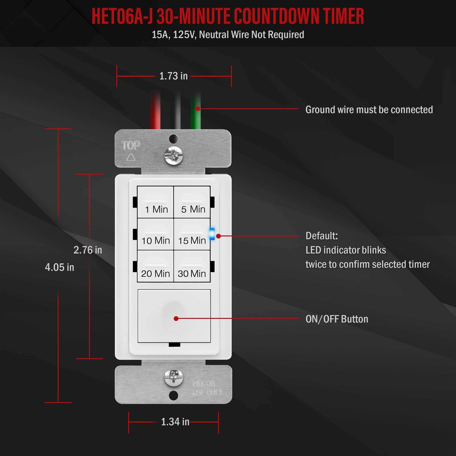Enerlites Countdown Timer Switch 5-10-30-60 Min Hour For Bathroom Fans - Inhomebuy