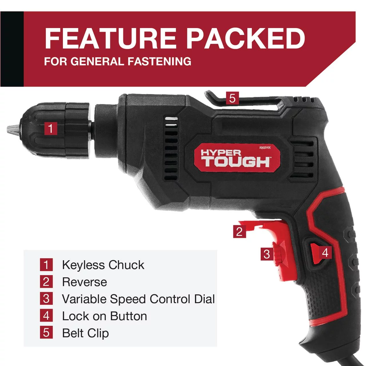 Hyper Tough 5.0amp, 120 Volts 3/8 inch Electric Drill - Inhomebuy