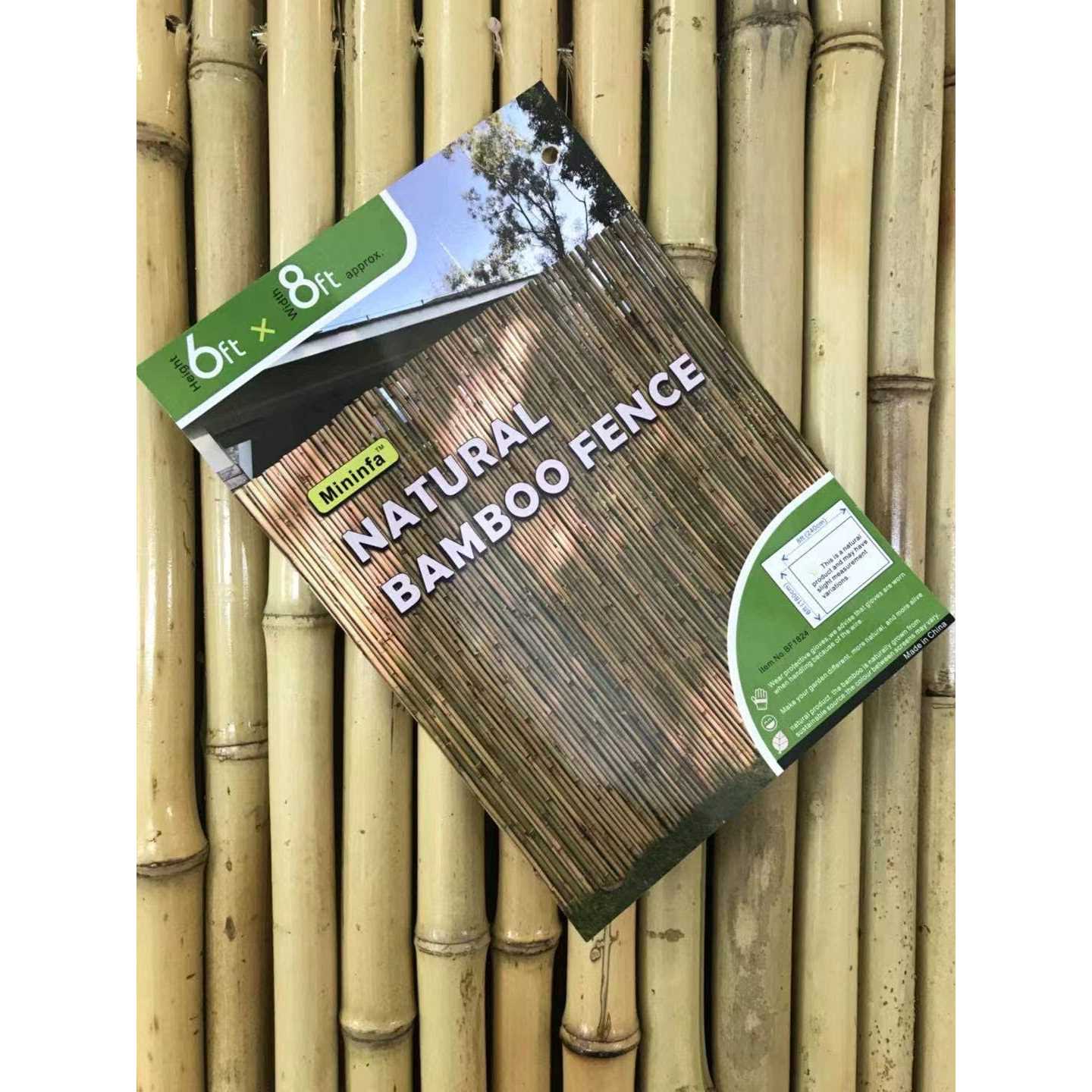 Mininfa Natural Rolled Bamboo Fence Eco-Friendly 0.7 in D x 6 feet High x Long - Inhomebuy