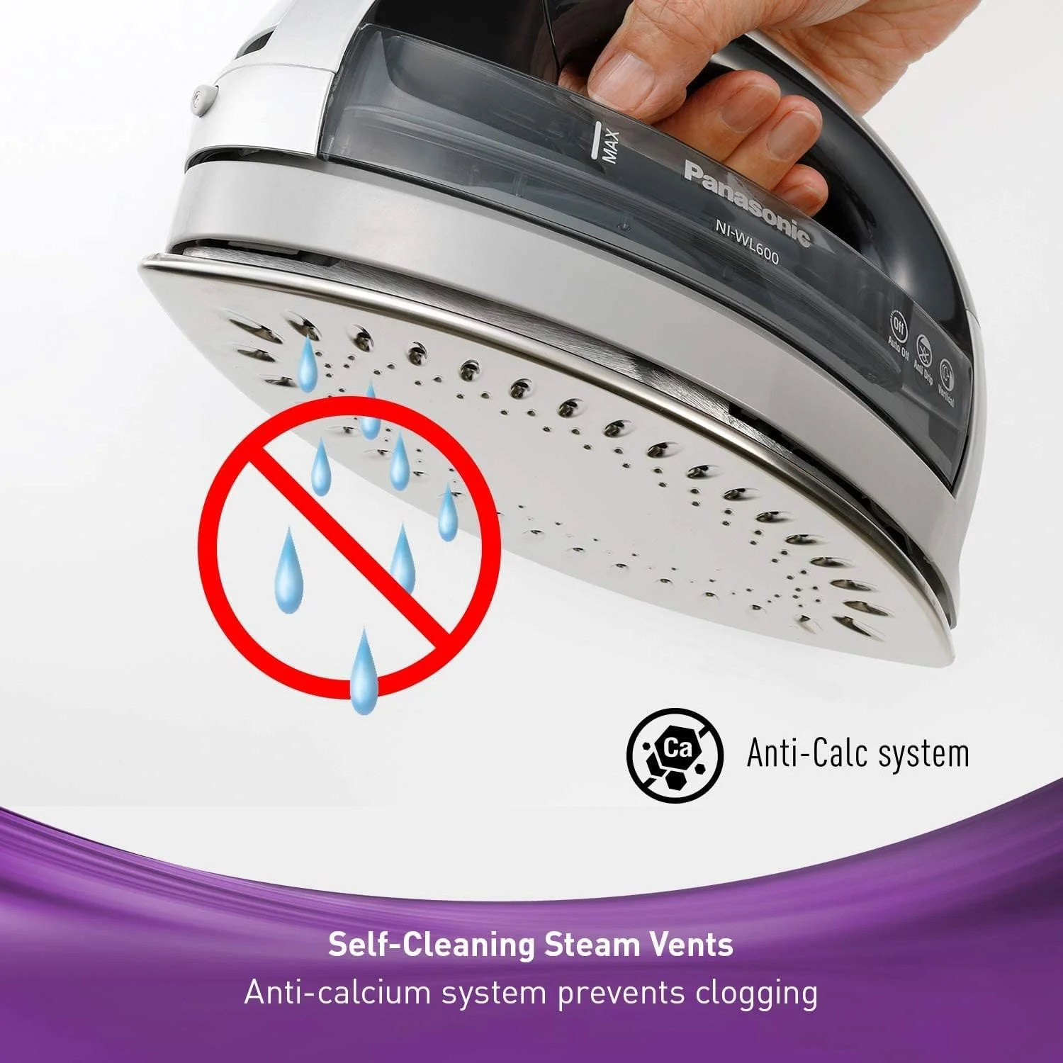 Panasonic Cordless Iron 360-Quick, cord-reel, stainless steel soleplate, 1500W, blue & black | NI-WL600 - Inhomebuy