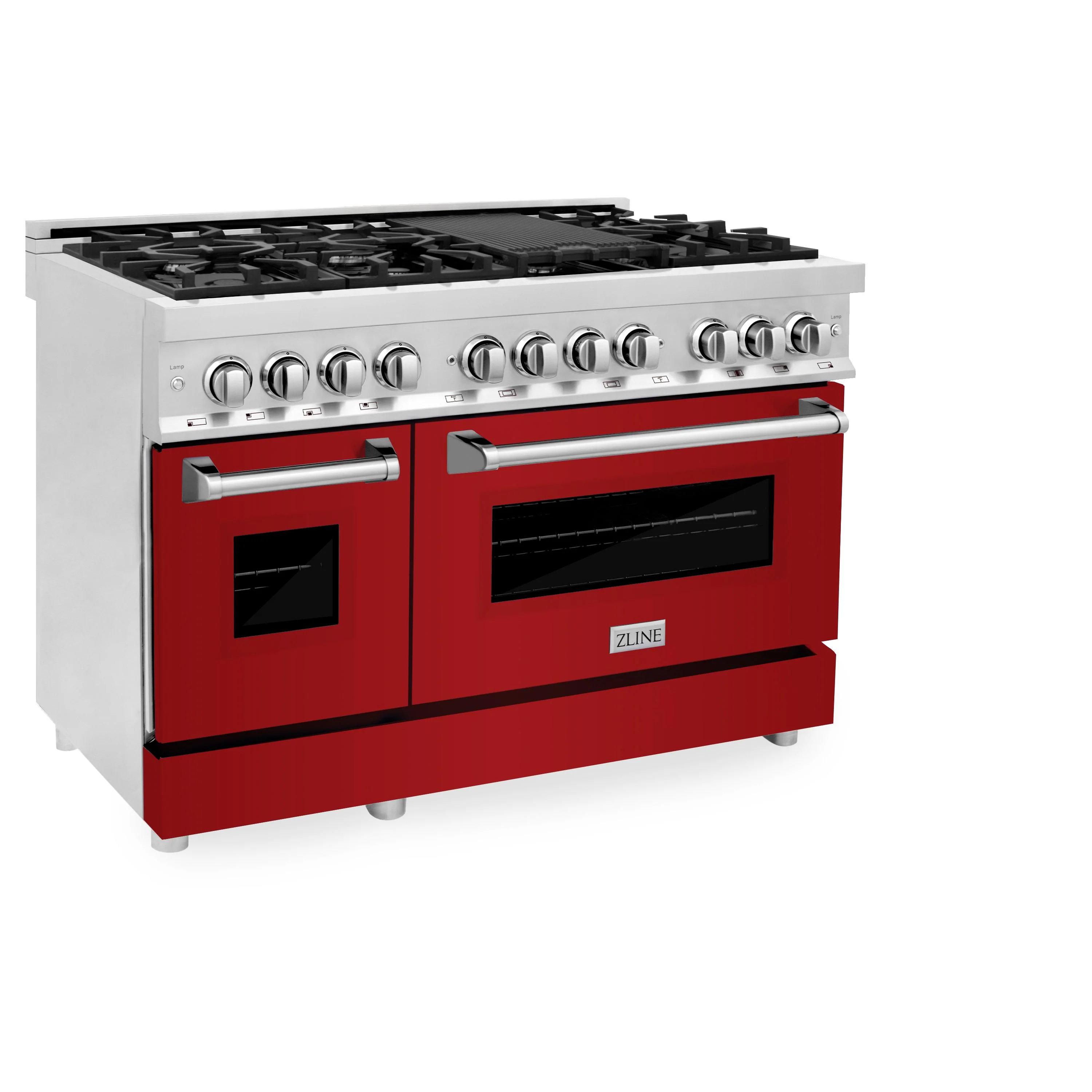 ZLINE 48 in. Professional Gas Burner/Electric Oven Stainless Steel 6.0 cu.ft. 7 Range - Red Gloss Door, RA-RG-48 - Inhomebuy