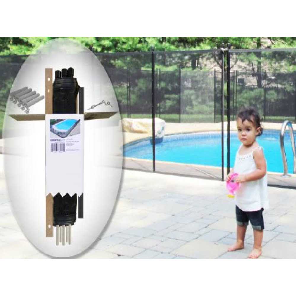 Pool Fence DIY 12’x5′ Fence Section with 5 Poles in Black - Inhomebuy