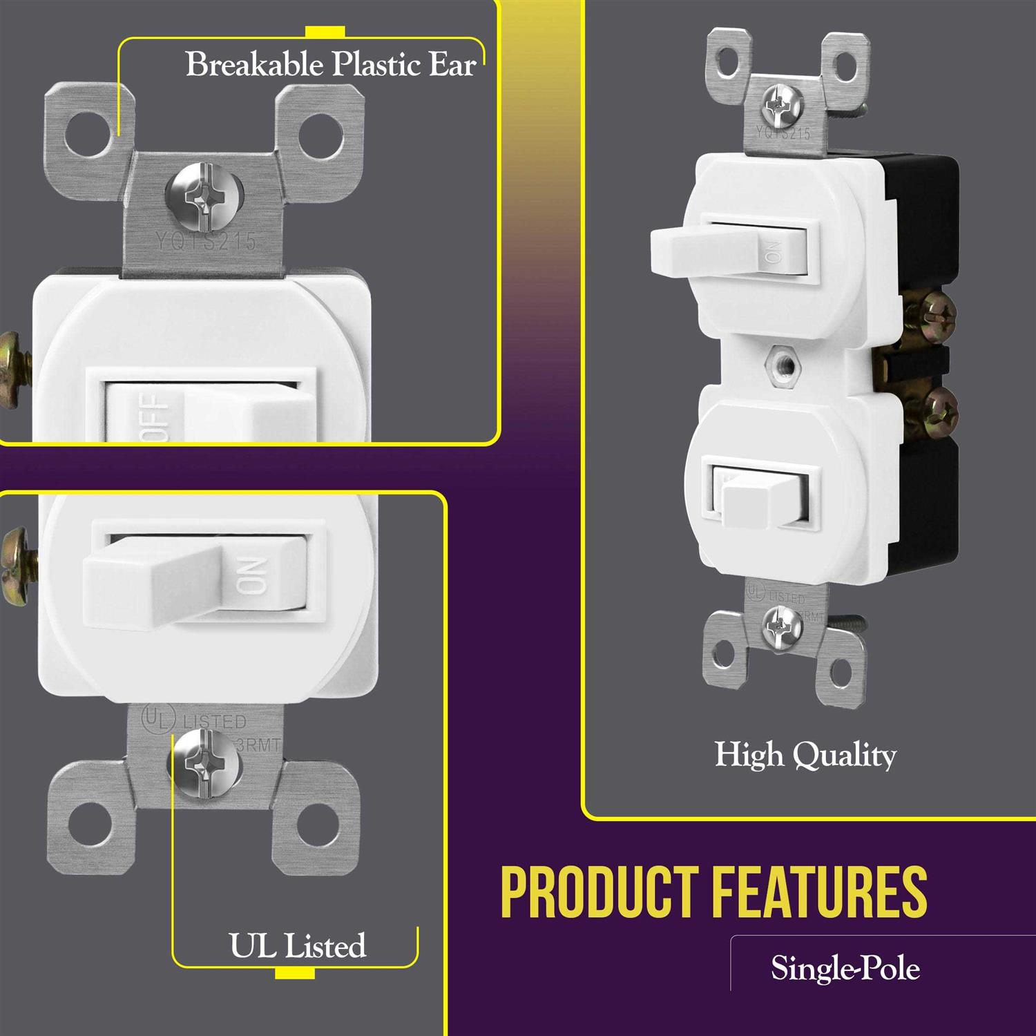 Enerlites Double Toggle Switch Cover Two Gang Light Switch Wall Plate - Inhomebuy