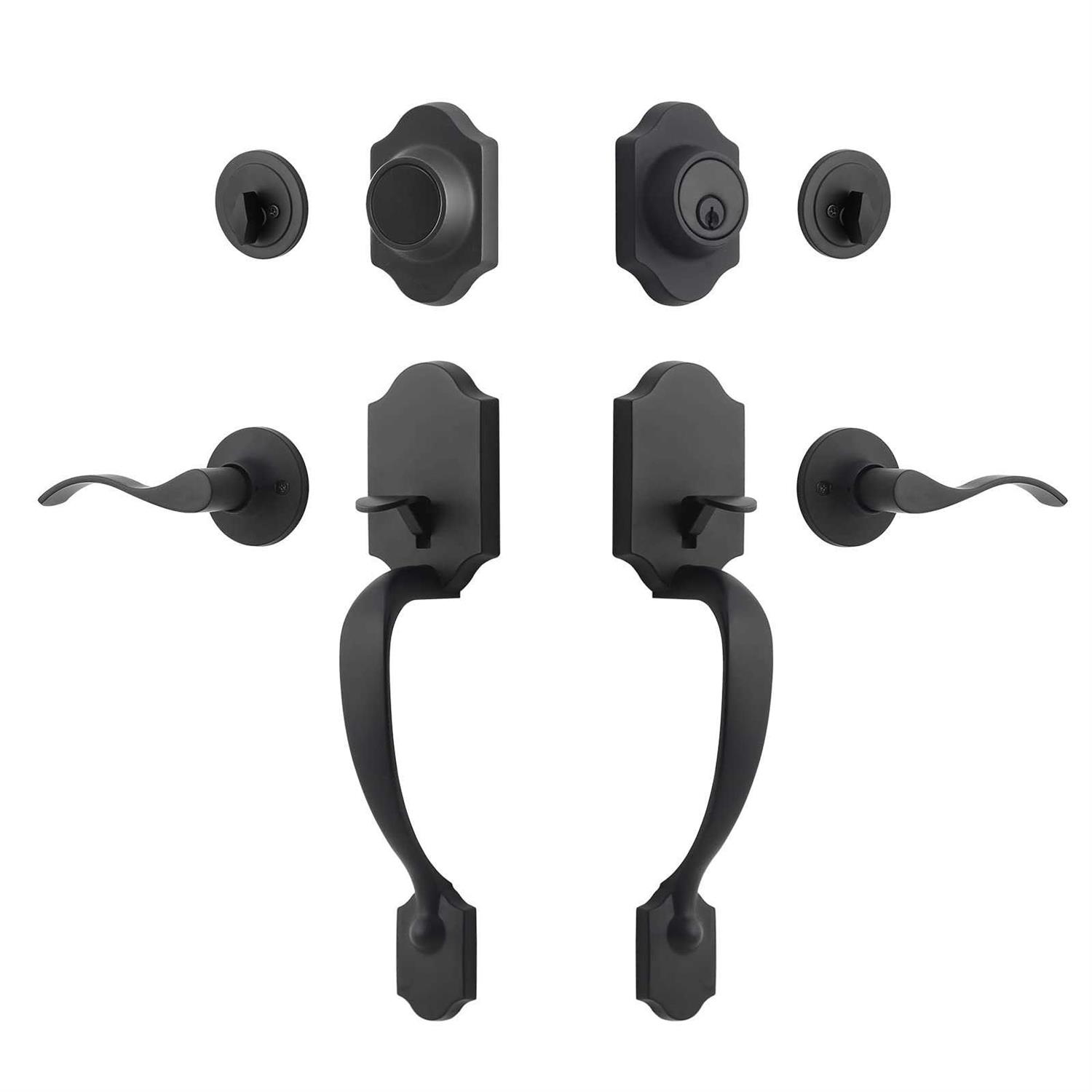 Natsukage Front Door Handle Set Heavy Duty Double Door Lock Set Double Door Handle Sets with Dummy - Inhomebuy