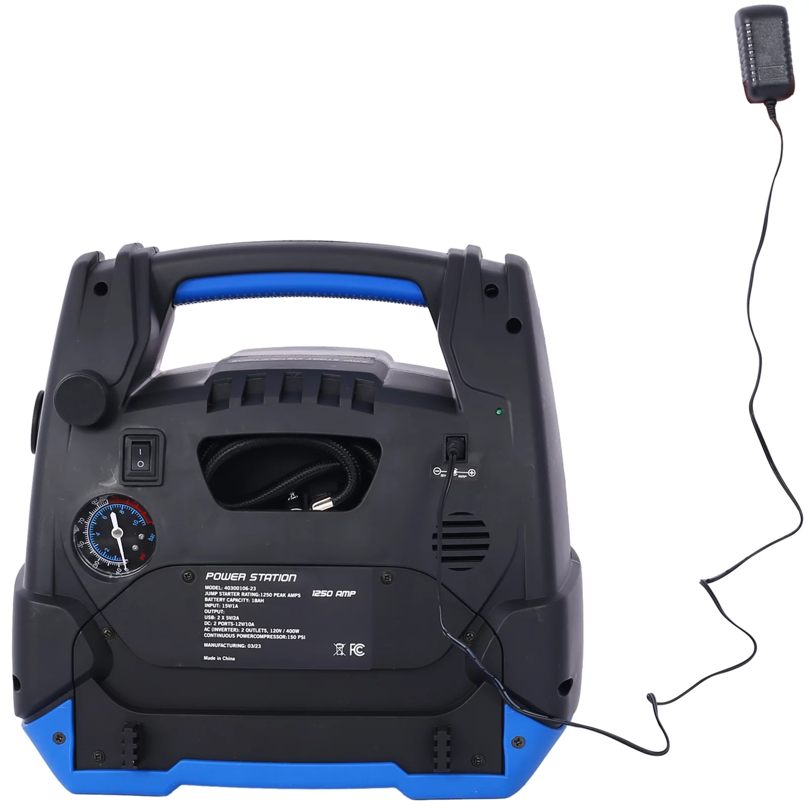 Rechargeable Jump Starter for Gas Diesel Vehicles - 1800 Amps with Air Compressor and AC, 12V DC, USB Power Station - Inhomebuy