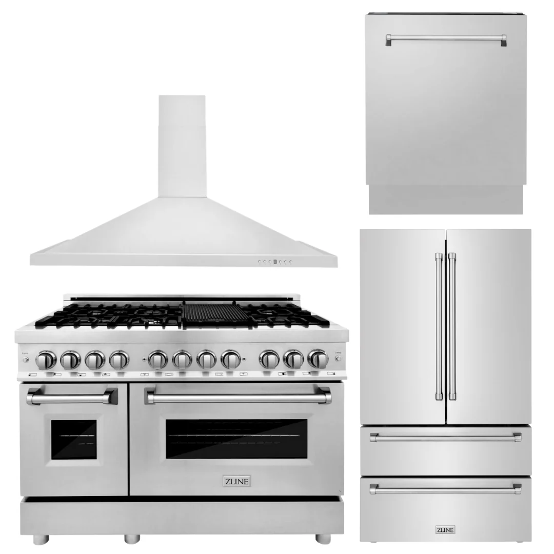 ZLINE Appliance Bundle- 48 in. Dual Fuel Range, Range Hood, 3 Rack Dishwasher, Refrigerator, Bundle-4KPR-RARH48-DWV - Inhomebuy