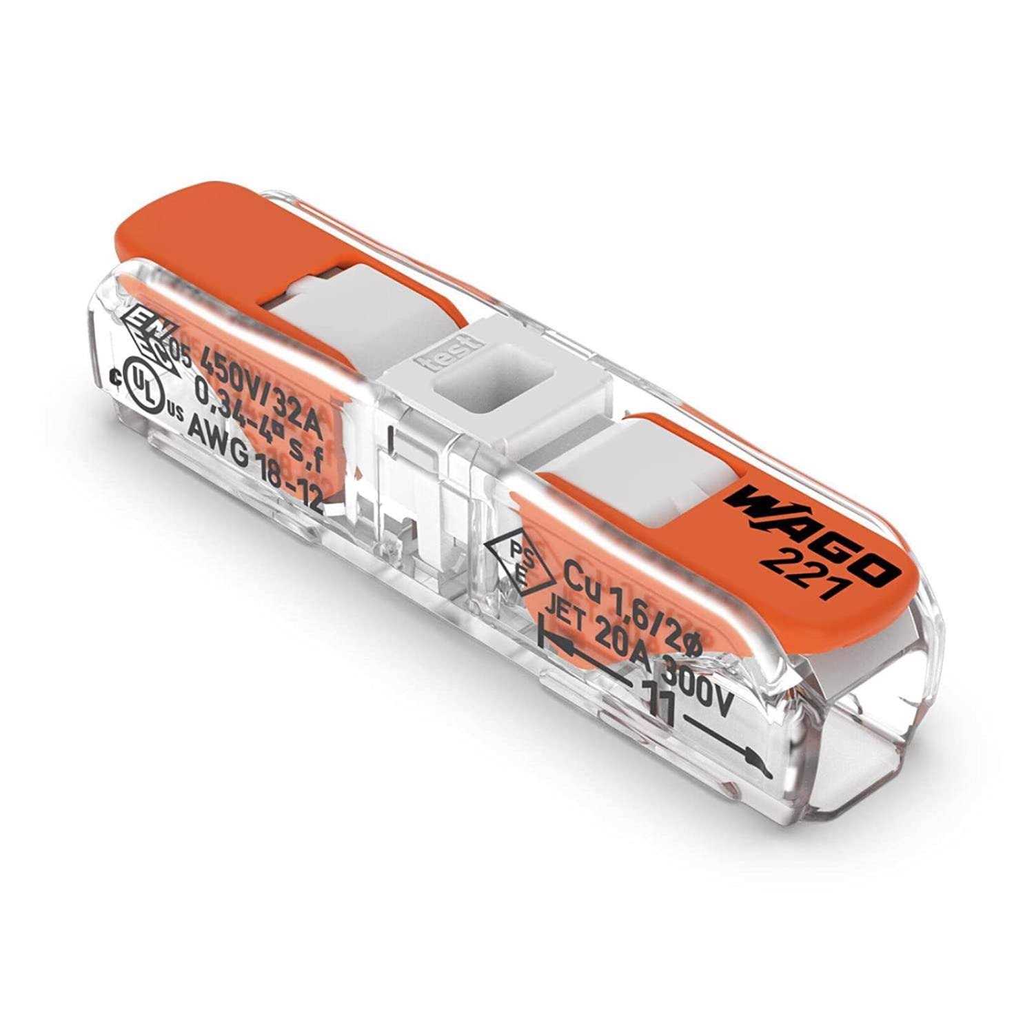 WAGO 221-2401 Lever-Nuts Inline 2 Wire Splicing Connectors - Inhomebuy