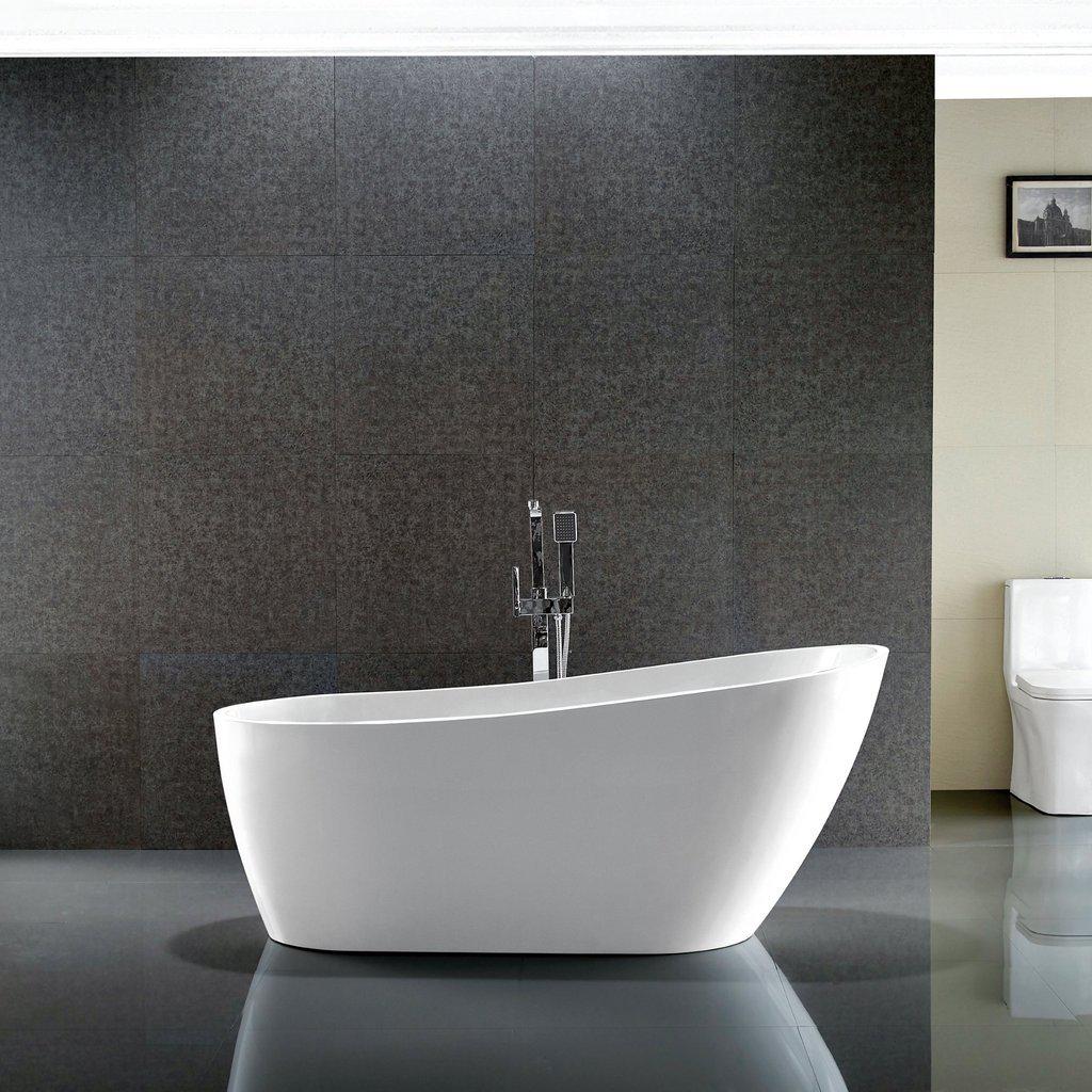 Vanity Art Colombes 67 in. Acrylic Flatbottom Freestanding Bathtub in White, VA6522 - Inhomebuy