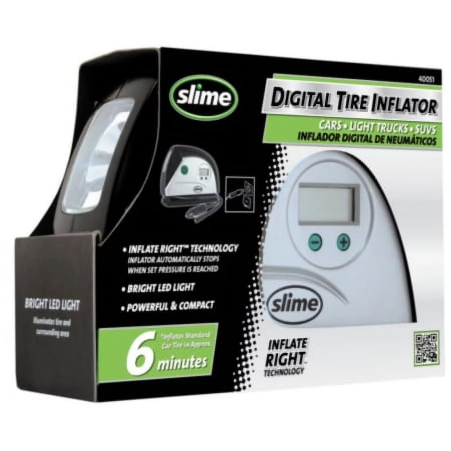 Slime 12V Digital Tire Inflator, Inflates a Standard Mid-Sized Car Tire in 6 Minutes - 40051w - Inhomebuy
