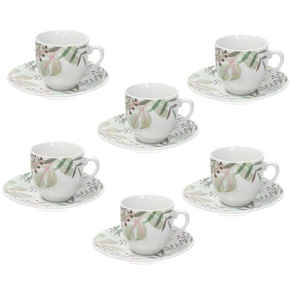 Set 6 Coffee Cup&Saucer Costa Rica Porcelain Multicolor - Inhomebuy