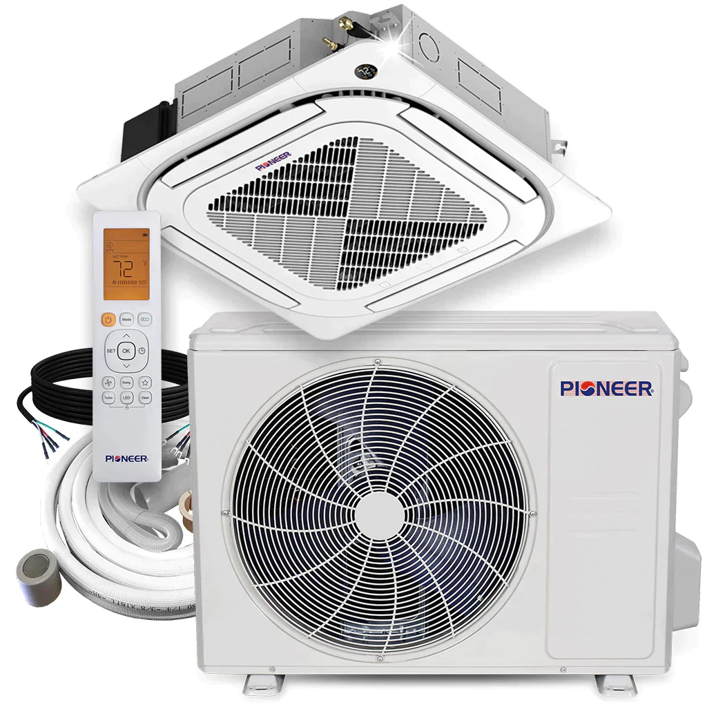 Pioneer® 24,000 BTU 20.7 SEER 8-Way Slim Cassette Mini-Split Air Conditioner Heat Pump System with 33 ft. Line Sets, CYB024GMFILCBD-33 - Inhomebuy
