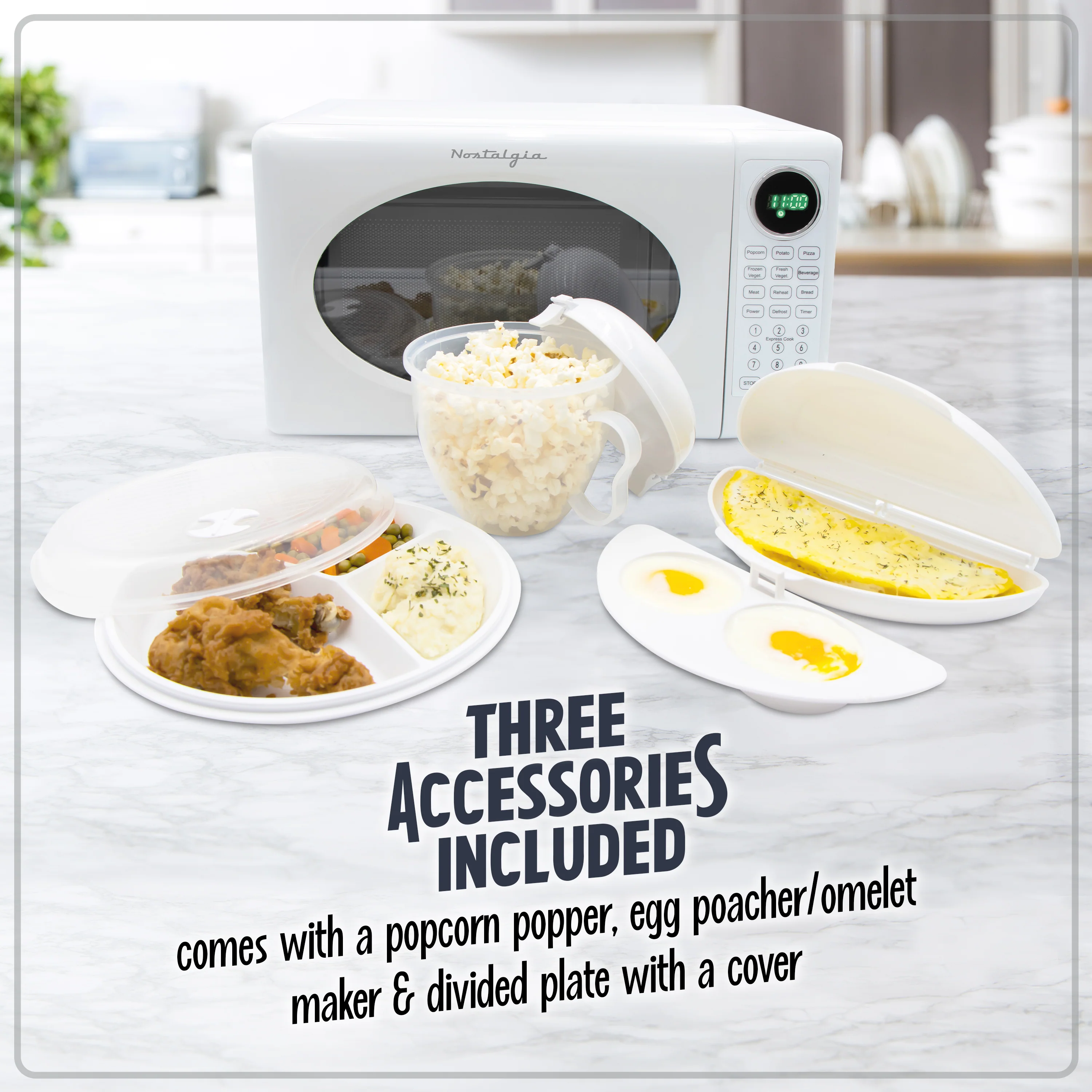 Retro 0.7 Cu Ft Retro Microwave + Accessory Bundle - Inhomebuy