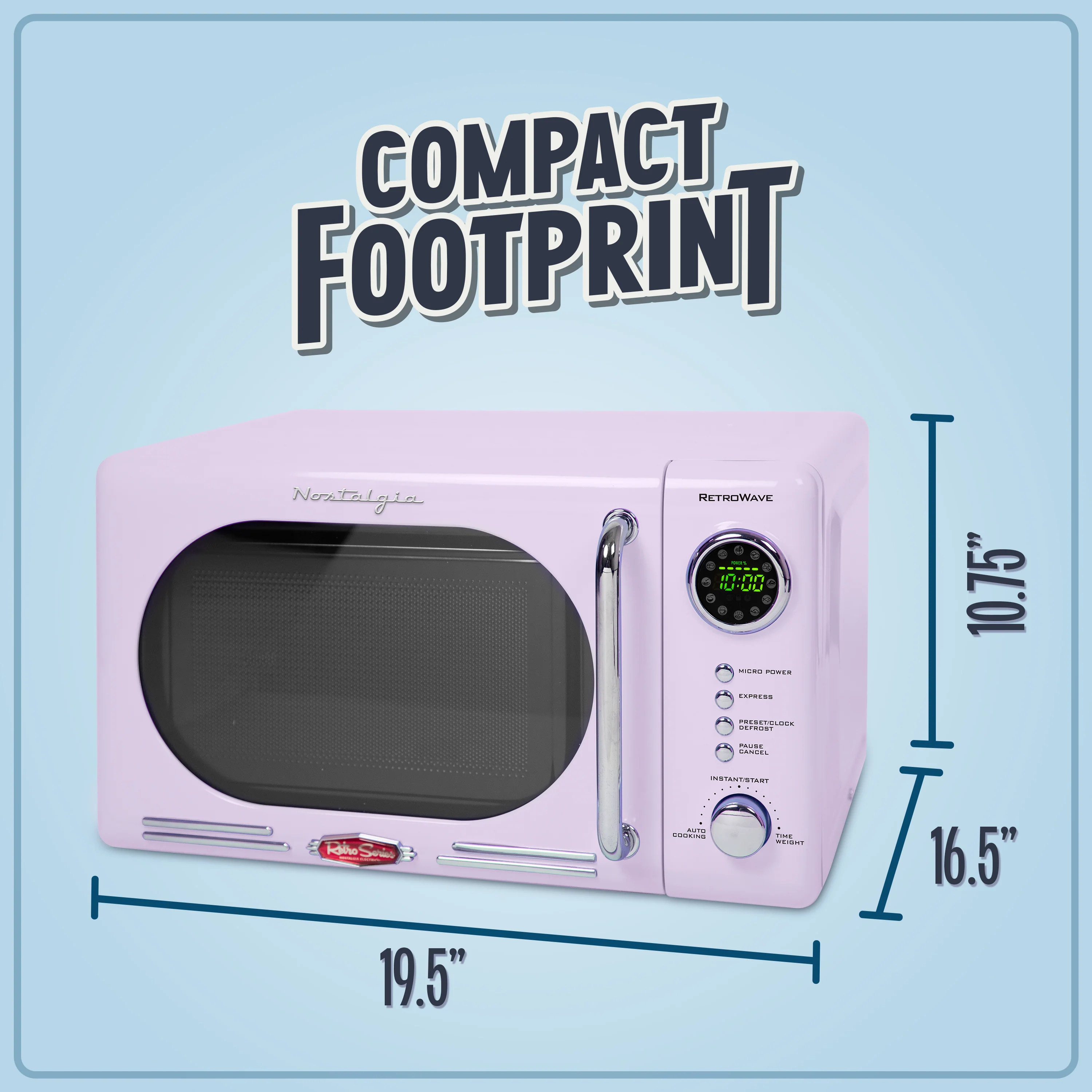 Retro 0.7 Cubic Foot 700-Watt Countertop Microwave Oven - Lavender - Inhomebuy