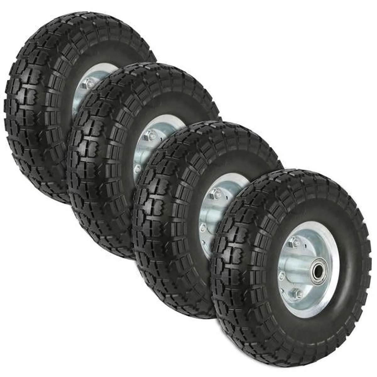 Renwick Garden Sack Truck Trolley Cart Wheel Tire Tyre 10'', 4 Pack, Black - Inhomebuy
