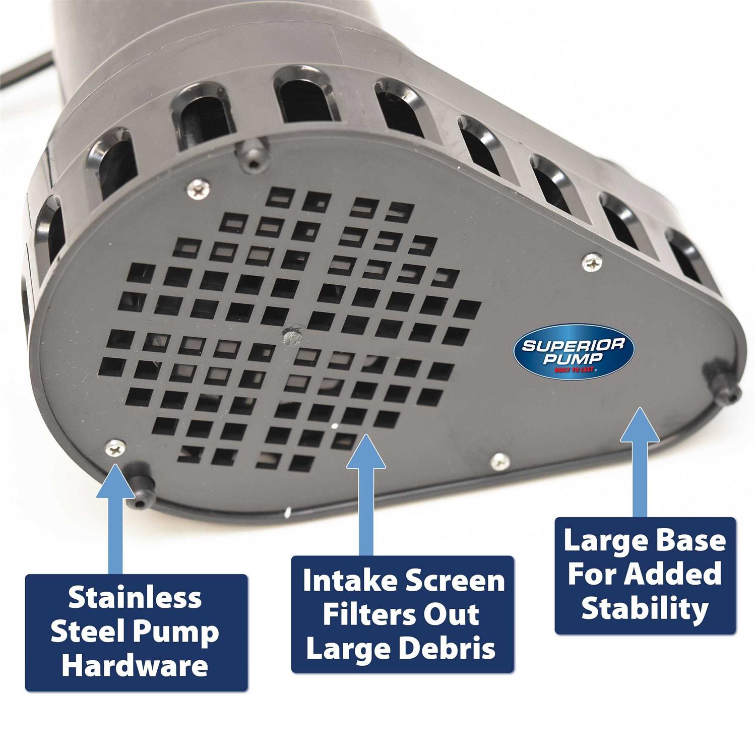 Superior Pump 1/2 HP Stainless / Cast Iron Pedestal Sump Pump 92551 - Inhomebuy