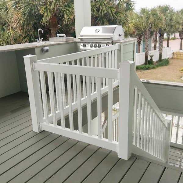 Weatherables Naples 3 ft. H x 8 ft. W White Vinyl Stair Railing Kit - Inhomebuy