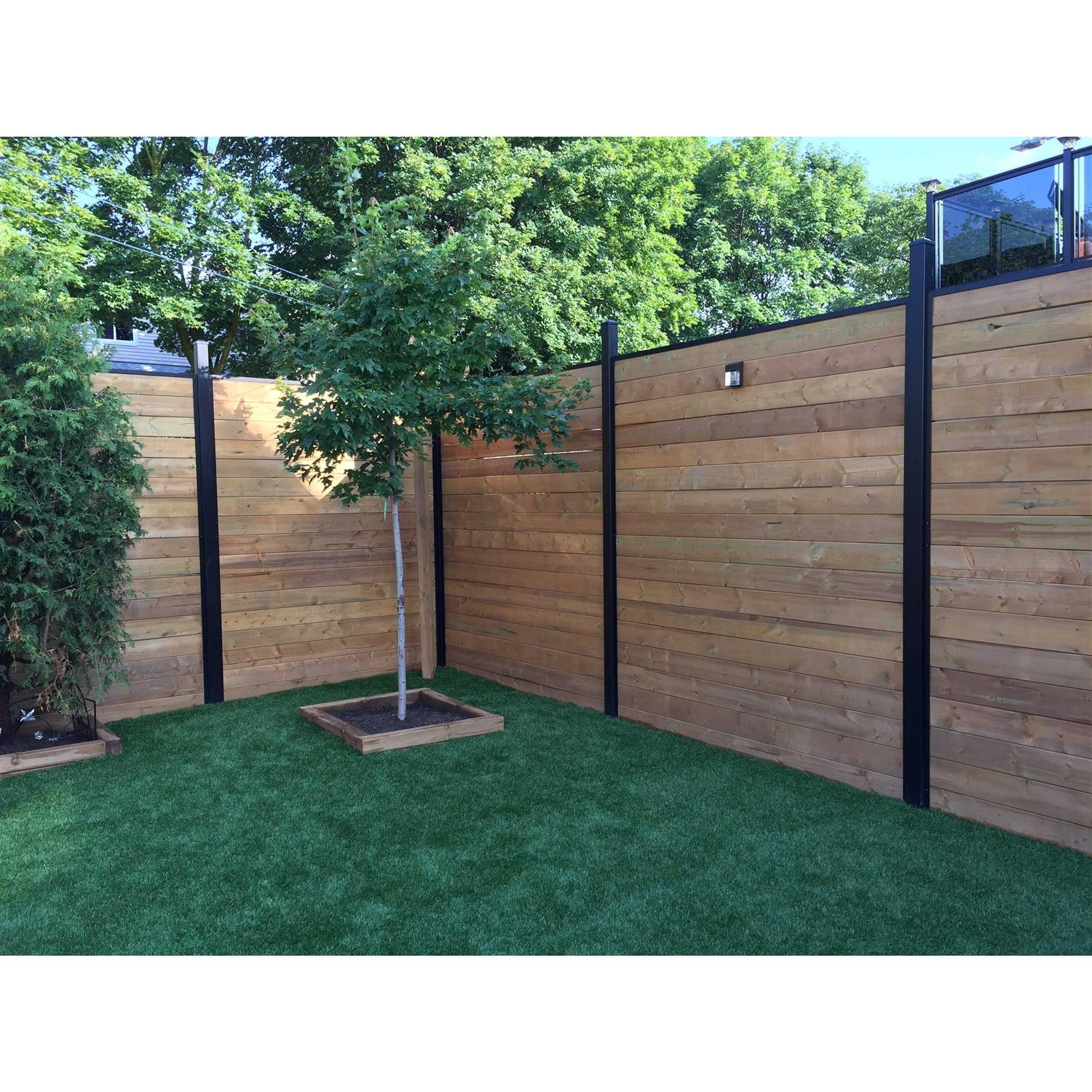 Slipfence 3-in x 3-in W x 9-ft H Aluminum Wood Fence Universal Post in Black - Inhomebuy