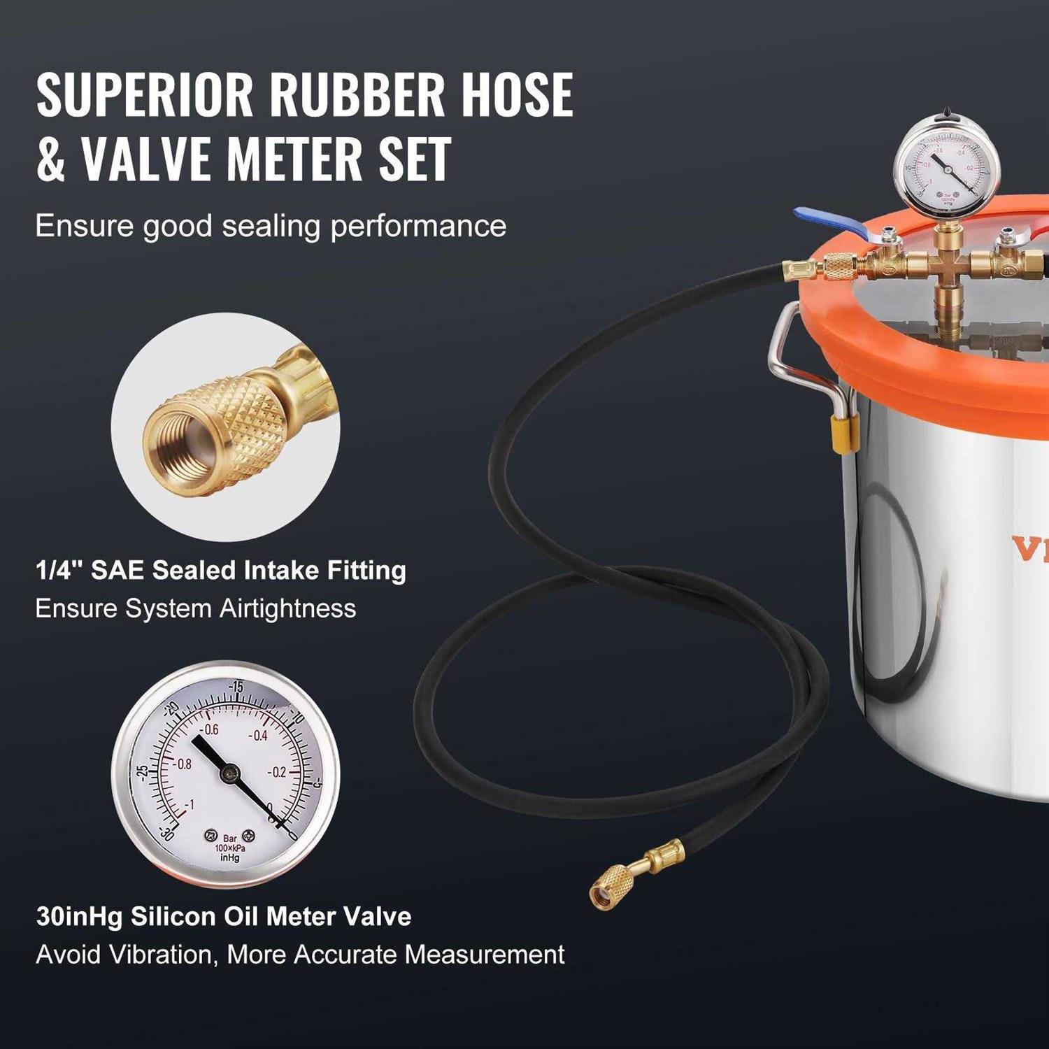 VEVOR Vacuum Pump 3 Gallon Vacuum Chamber w/ 4 Cfm Deep Vane Pump Purge Degas Epoxy Silicone Resin QCKTZKB3JLBXGT4CFV1 - Inhomebuy